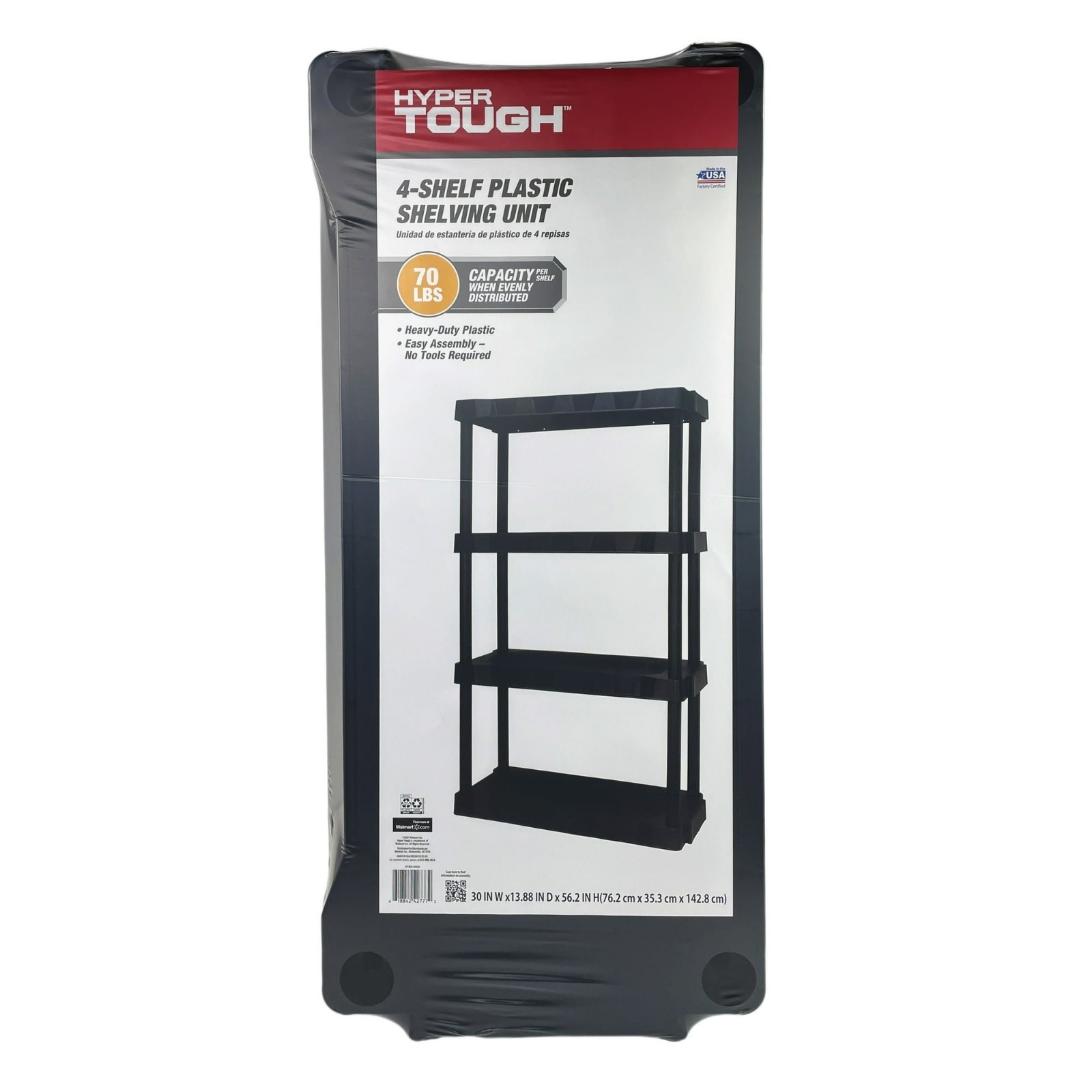 Hyper Tough 4 Shelf Plastic Shelving Unit 13.88″ (D) x 30″ (W) x 56.2″ (H),Black