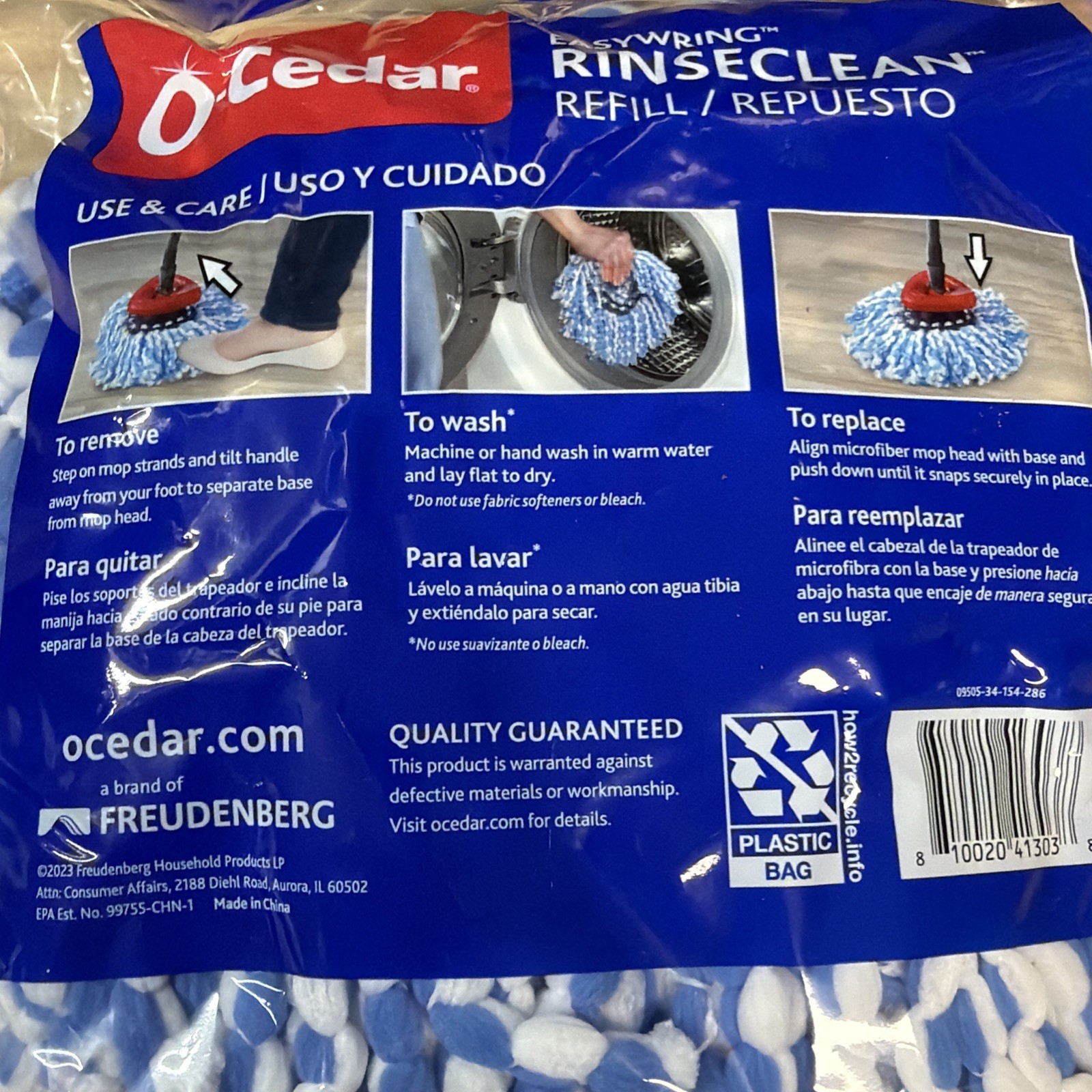 O-Cedar Easy Wring Rinse Clean Spin Mop Head Replacement 2-Tank System