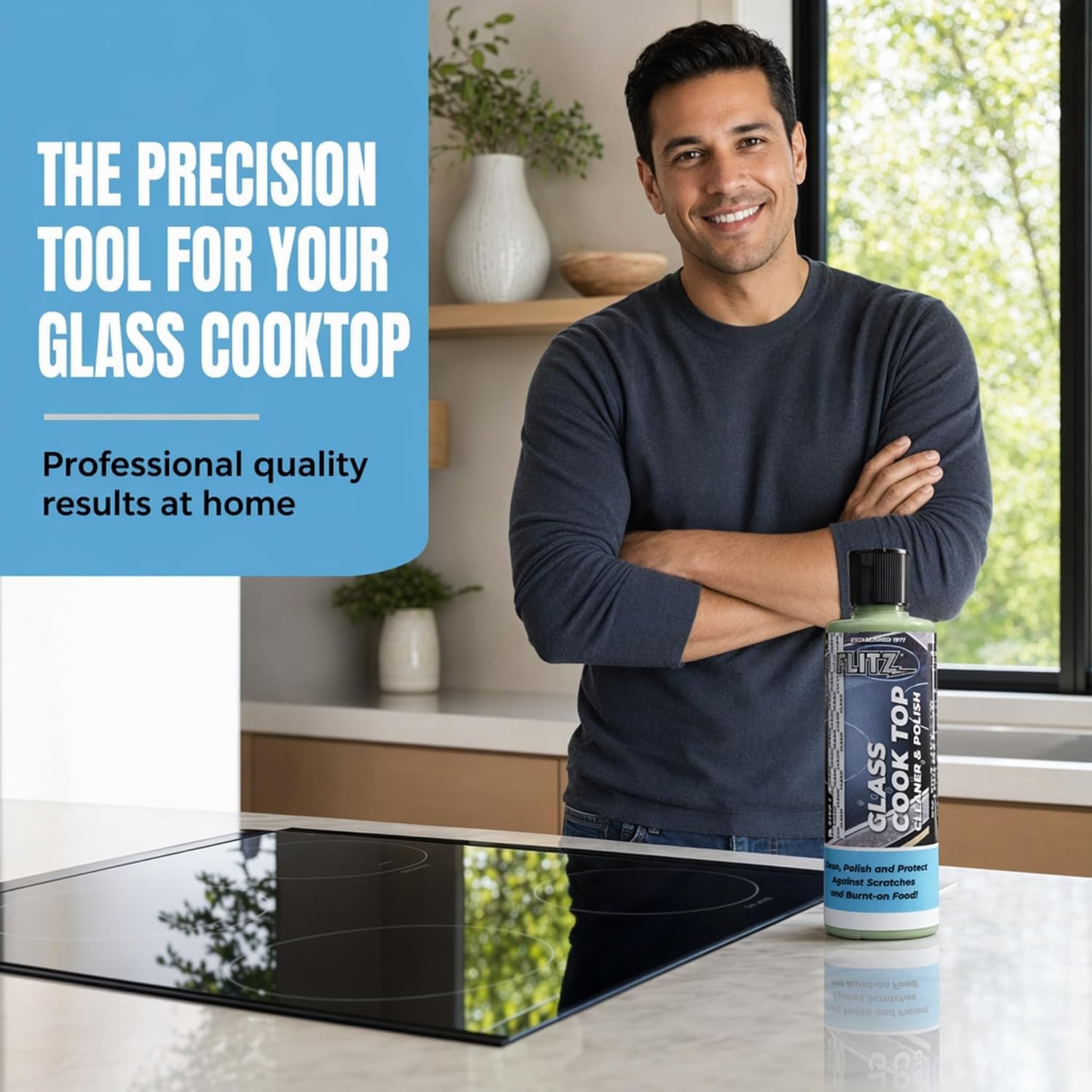 FLITZ Glass Cooktop Cleaner & Polish w/Cleaning Sponge (8oz)