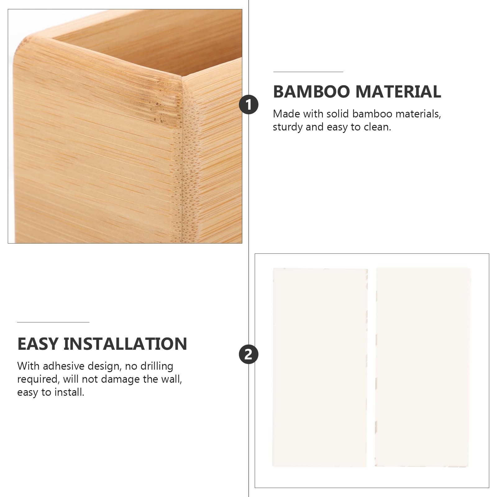 Wall-Mounted Remote Control Holder Bamboo Natural Storage Organizer