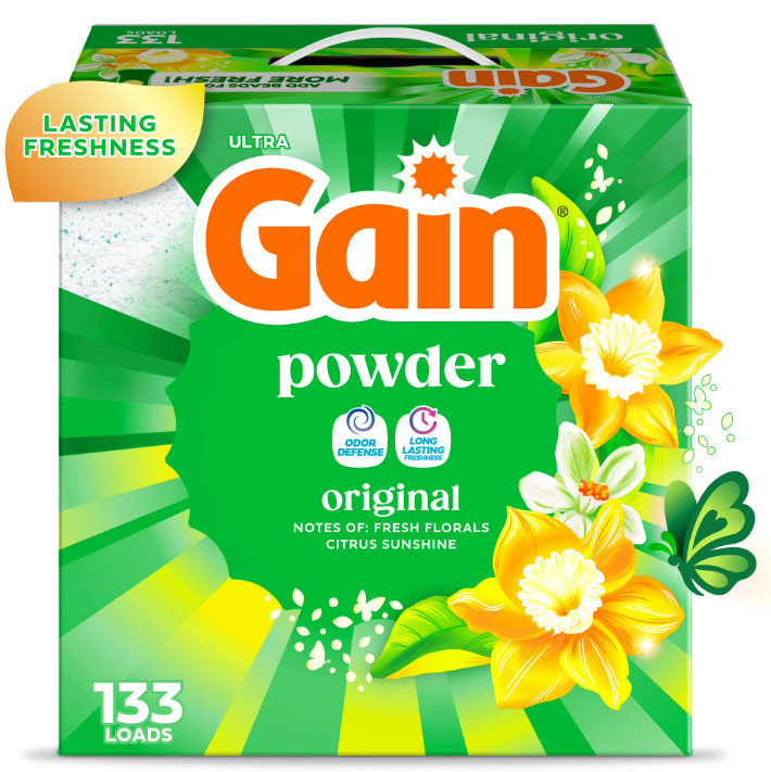2 Box Gain Powder Laundry Detergent, Original Scent, 123 oz, 133 Loads Box