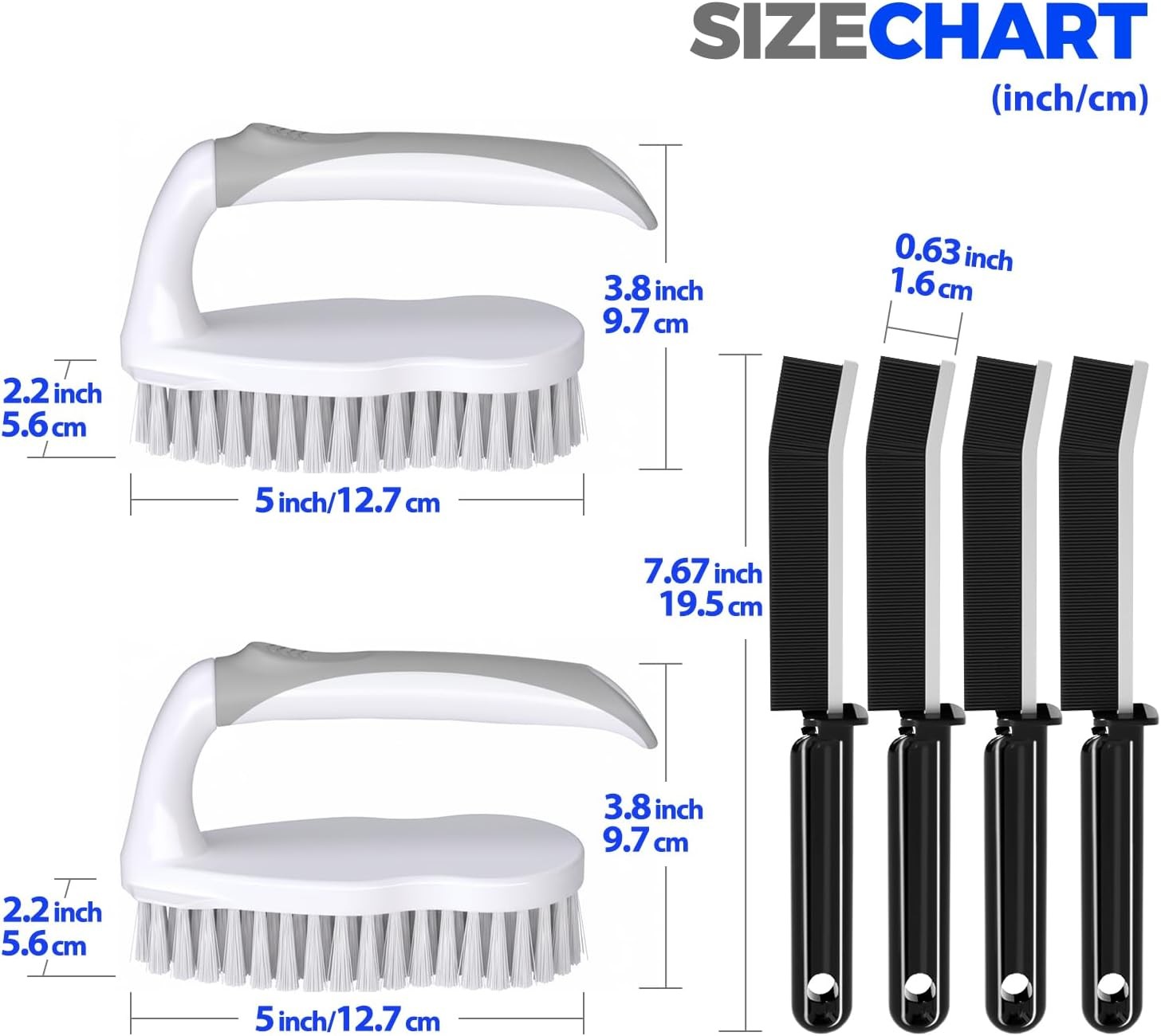 Scrub Brush – 6 Pack, Scrub Brushes for Cleaning, Heavy-Duty Scrub Brush, Stiff