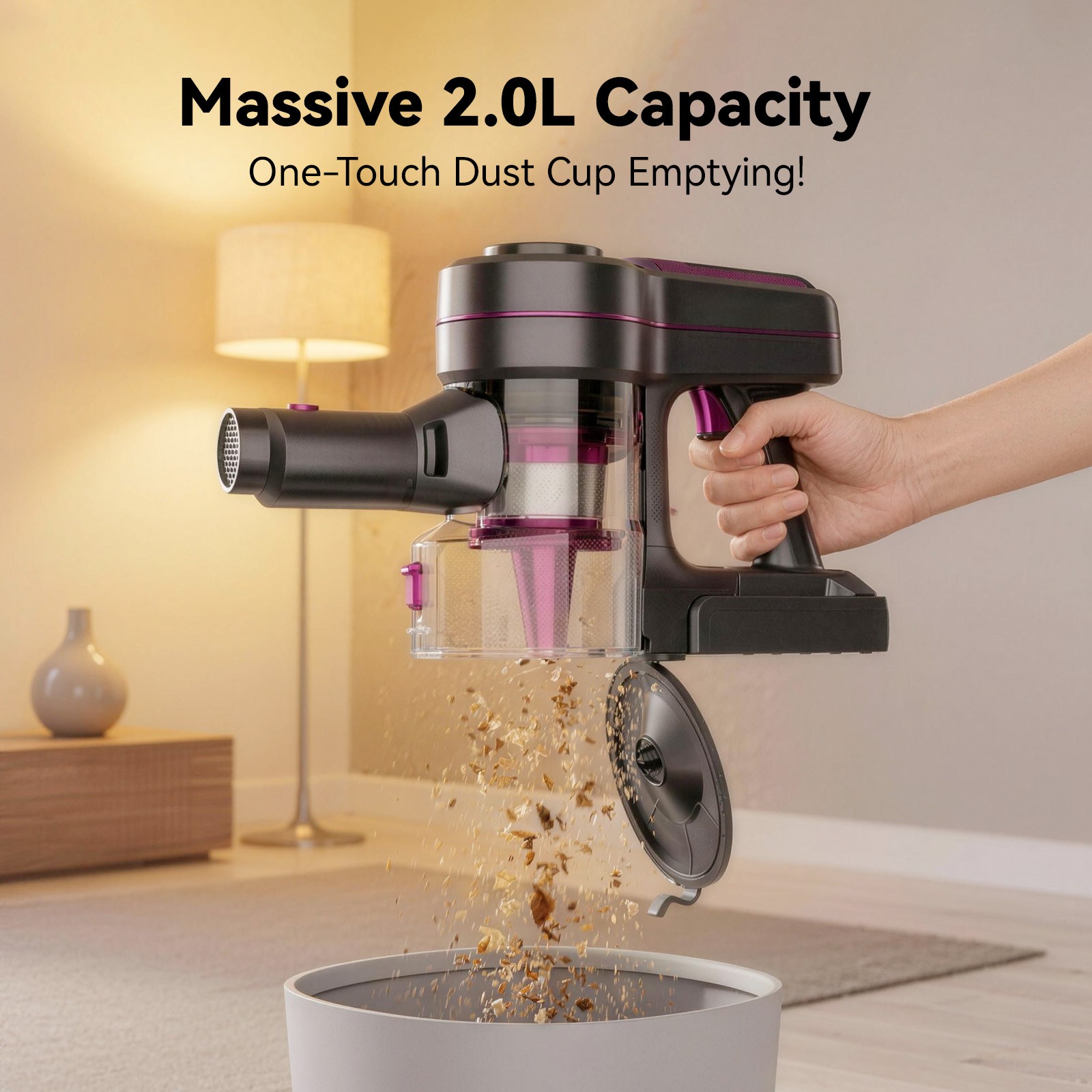 Cordless Stick Vacuum Cleaner with Powerful Suction 600W 40000PA 70Mins Runtime