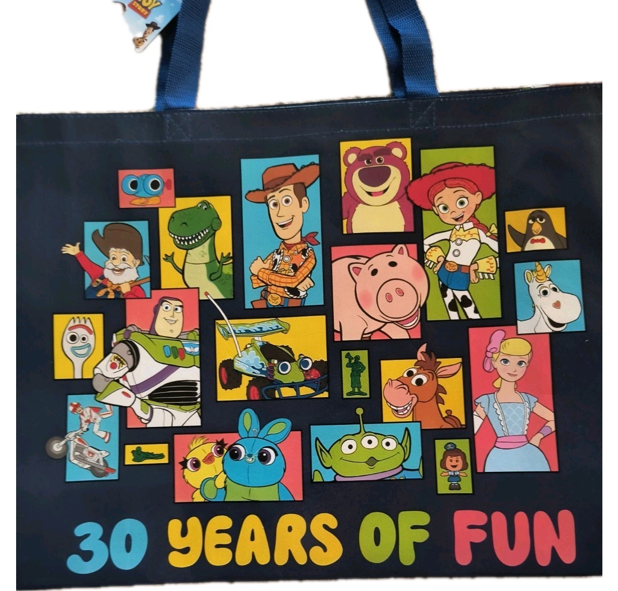 TOY STORY 30 YEARS OF FUN Blue XL Reusable Tote/Shopping/Gift Bag New Free Ship!