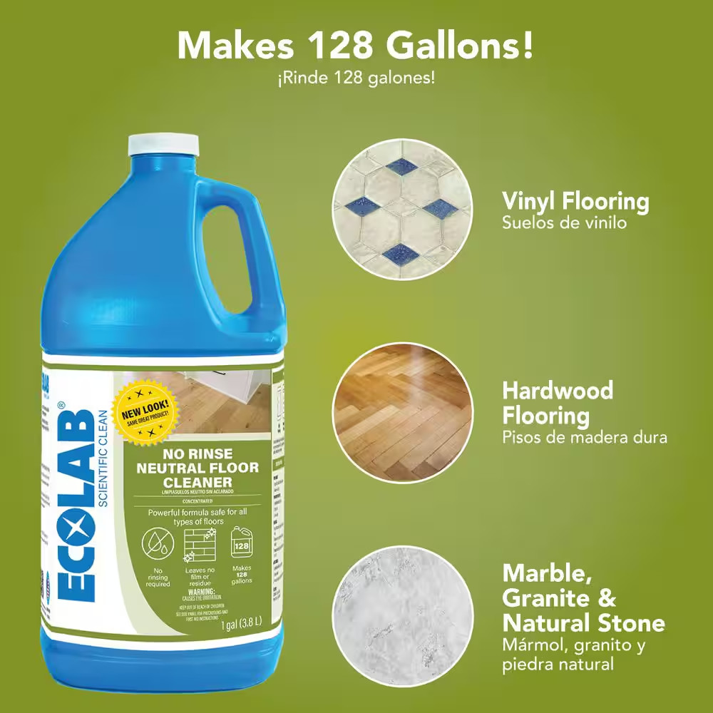 1 Gal. No Rinse Neutral Floor Concentrate Cleaner, Residue Free Formula for Tile