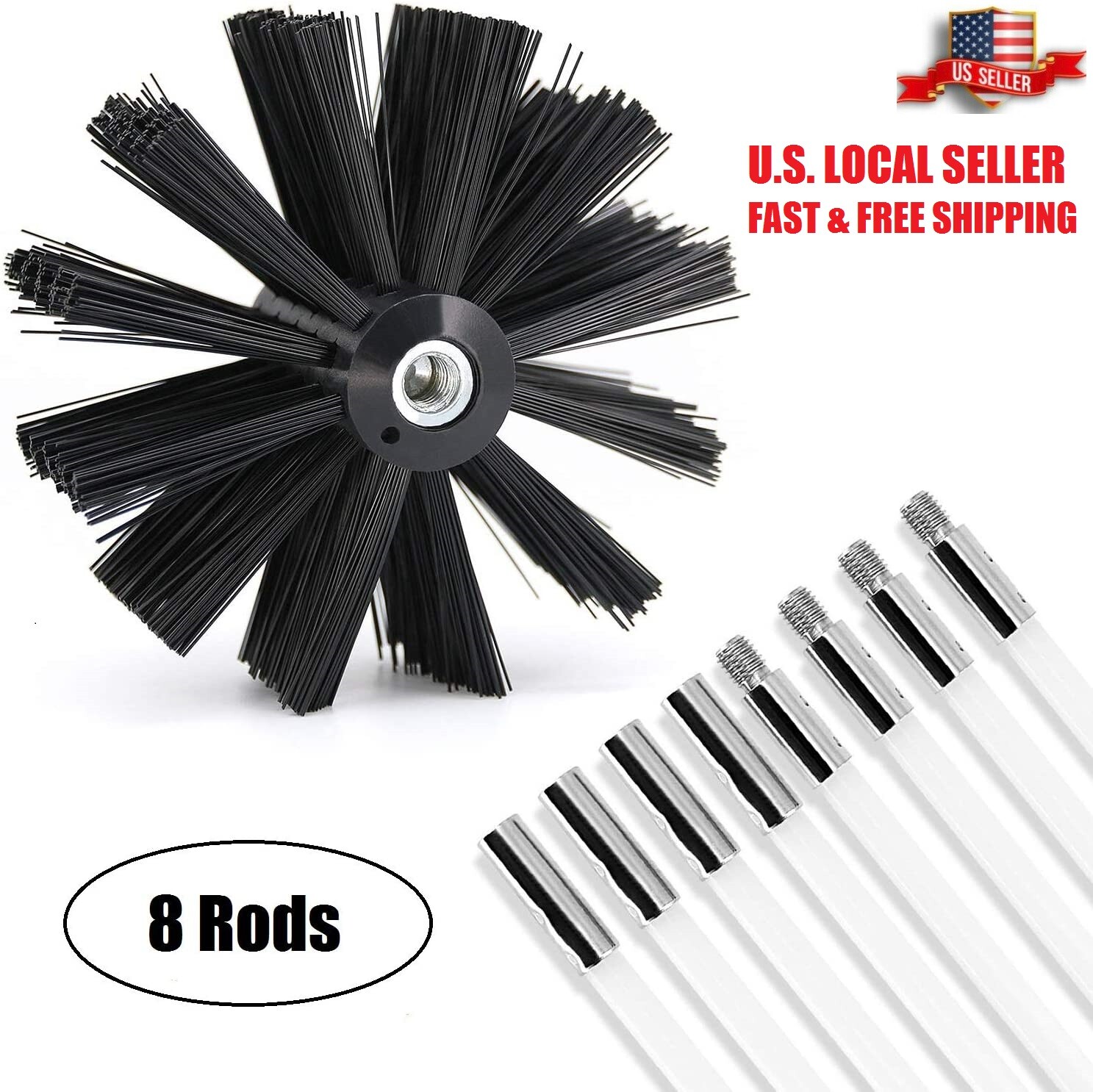 8Pcs Duct Brush Cleaning Kit Dryer Vent Cleaning Brush Lint Remover Drill Tools