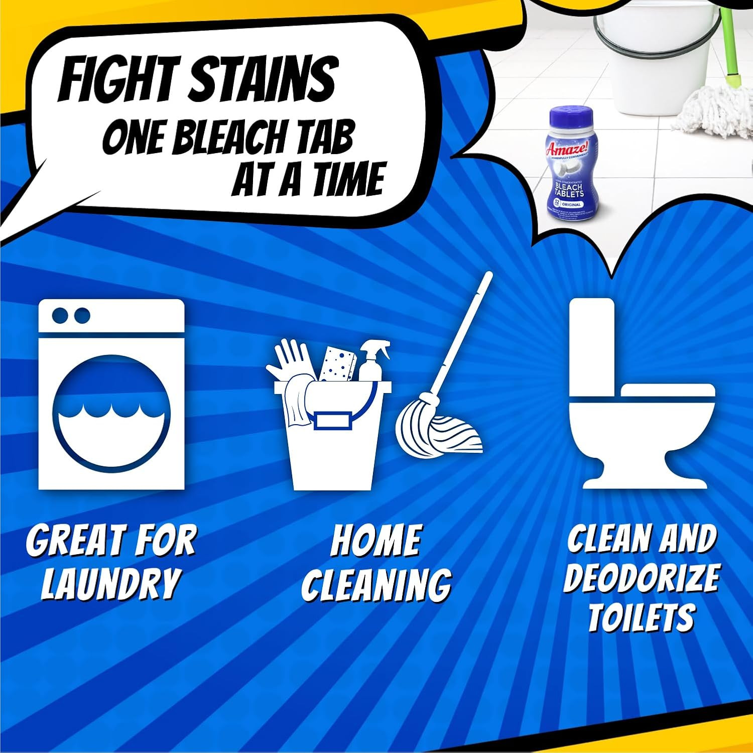 Ultra Concentrated Bleach Tablets [32 Tablets] – Original Scent – for Laundry, T
