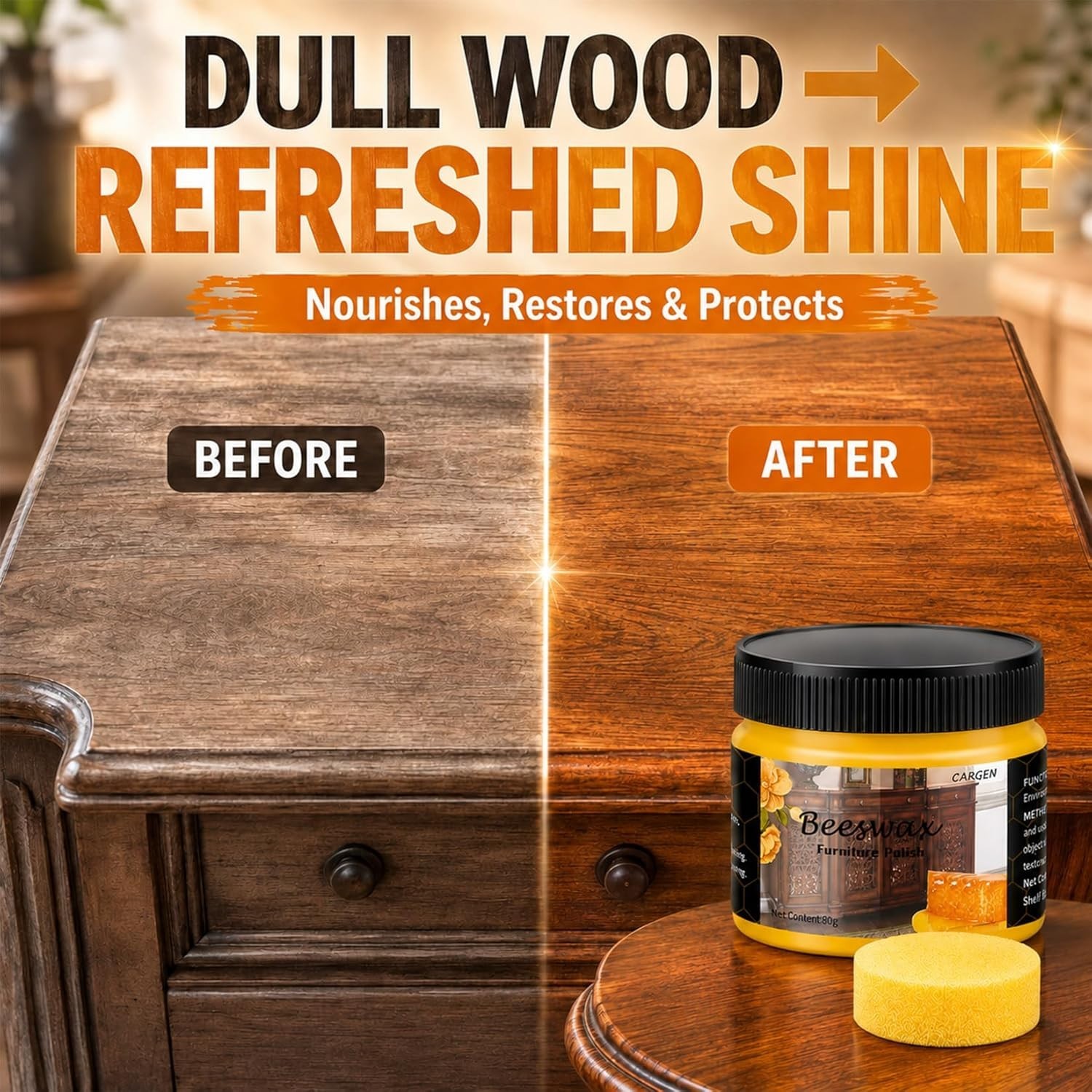 Natural Beeswax Furniture Polish with Carnauba Wax – Revitalize Wood Surfaces