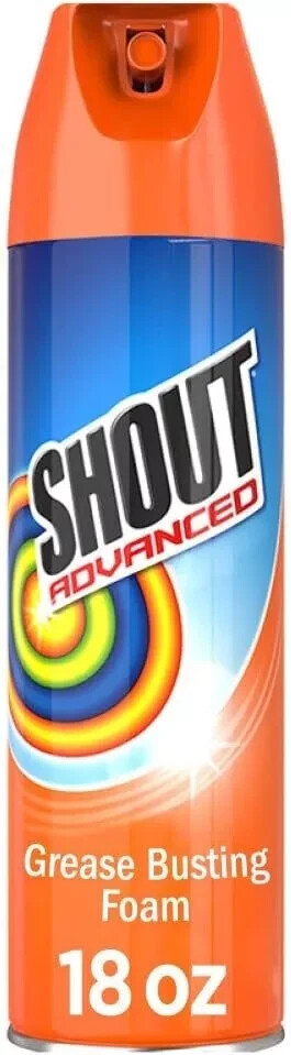 Shout Advanced Grease Busting Foam, Laundry Stain Remover for Oil and 18oz Can