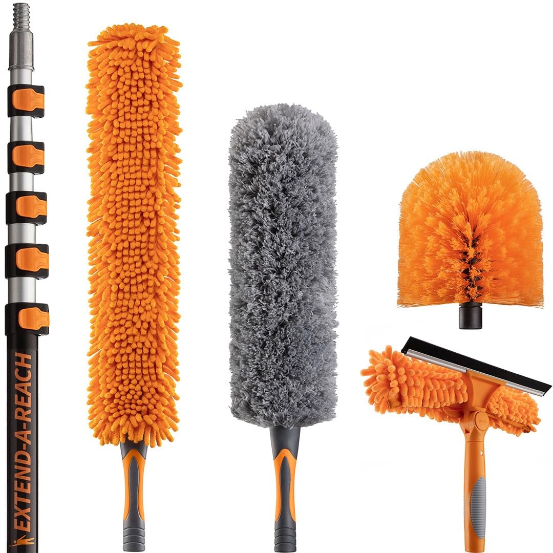 30 Foot High Reach Duster Kit with 5-24 ft 24 feet, Black and Orange