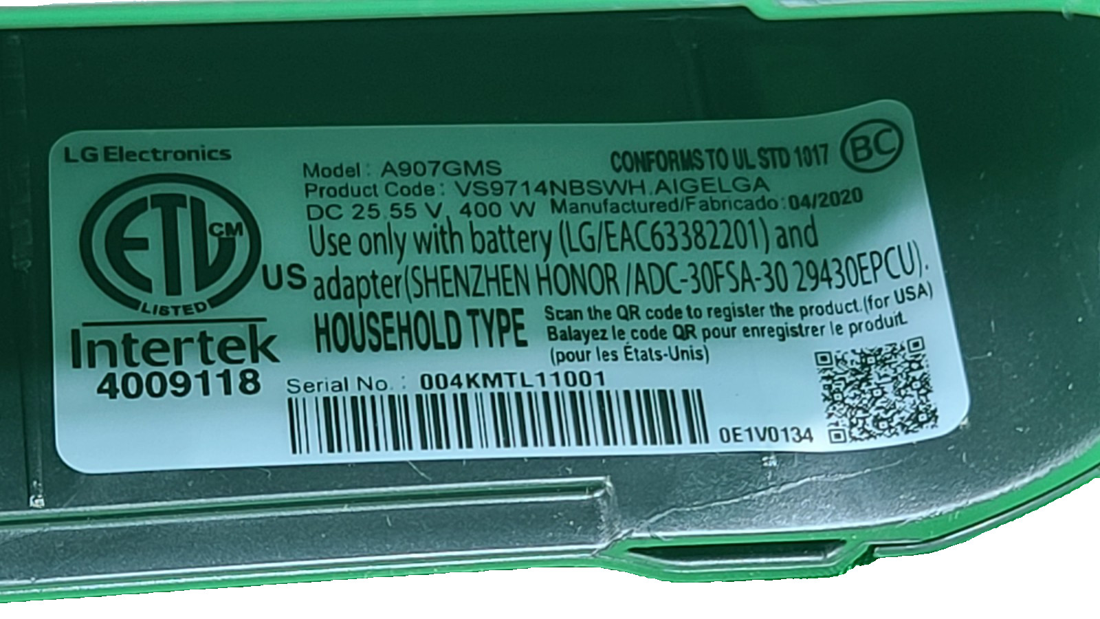 NEW OEM LG Cordzero Matte Grey A907GMS A9 Vacuum (HEAD MOTOR ONLY)