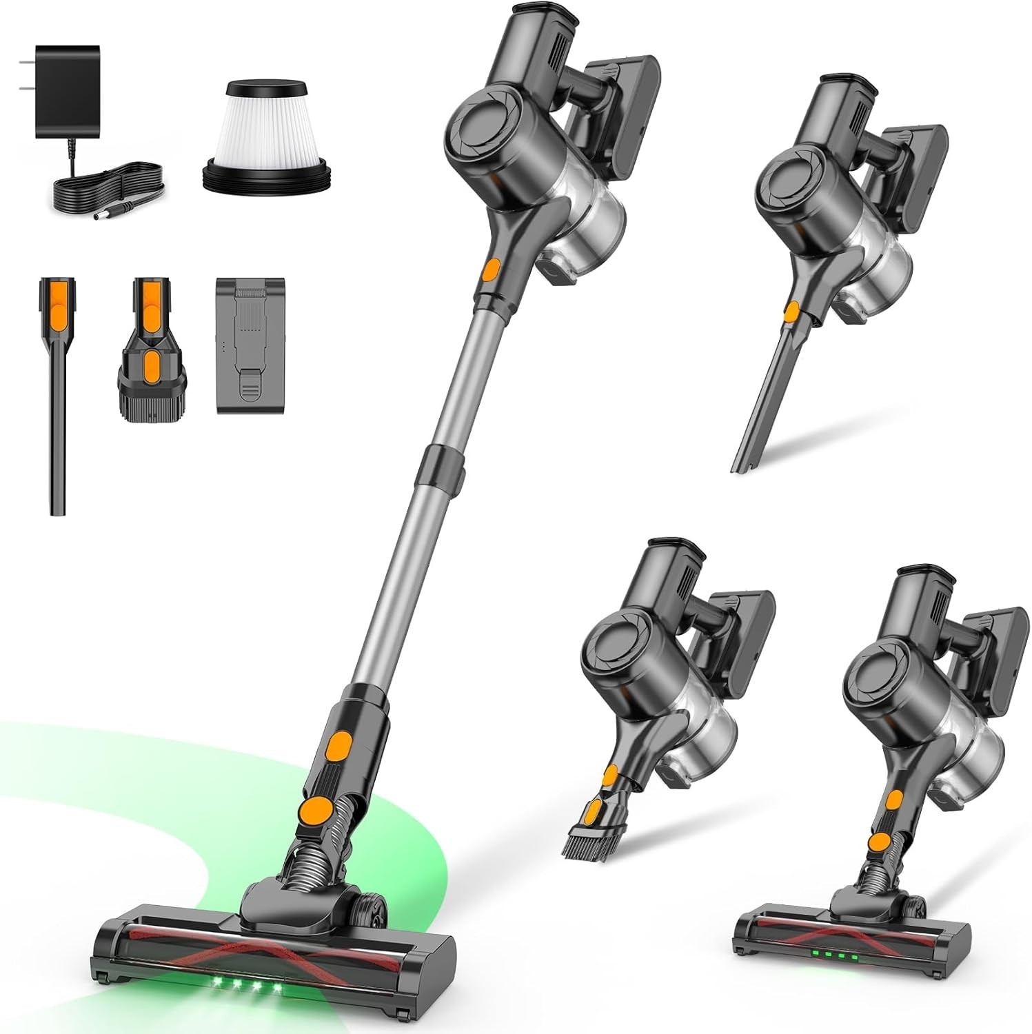 HOLOGO Cordless Vacuum Cleaner,40 Mins Runtime Lightweight Stick Vacuum Cordless