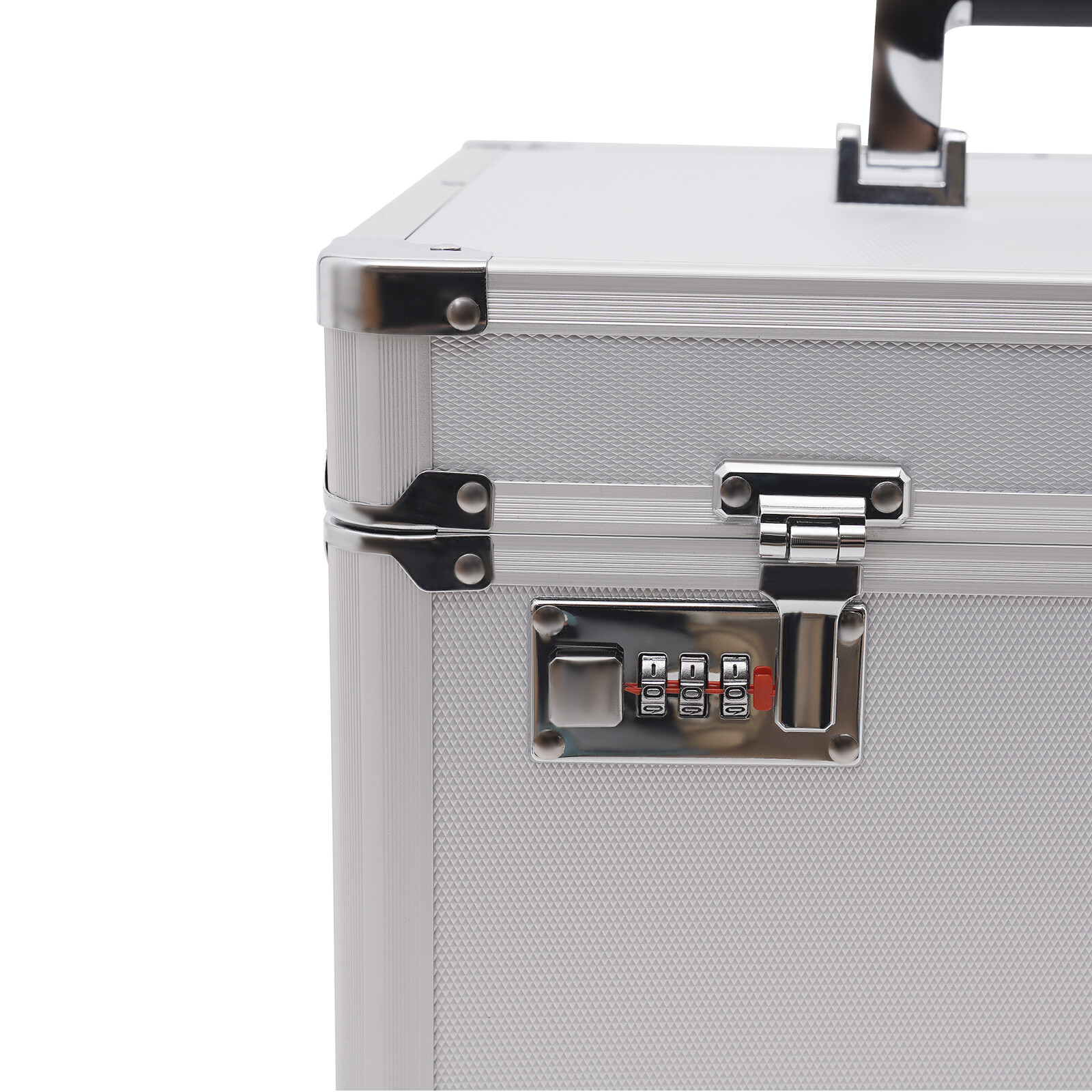 Tabletop Record Vinyl Carry Case Storage Box Locking with 50 Vinyl Record Silver
