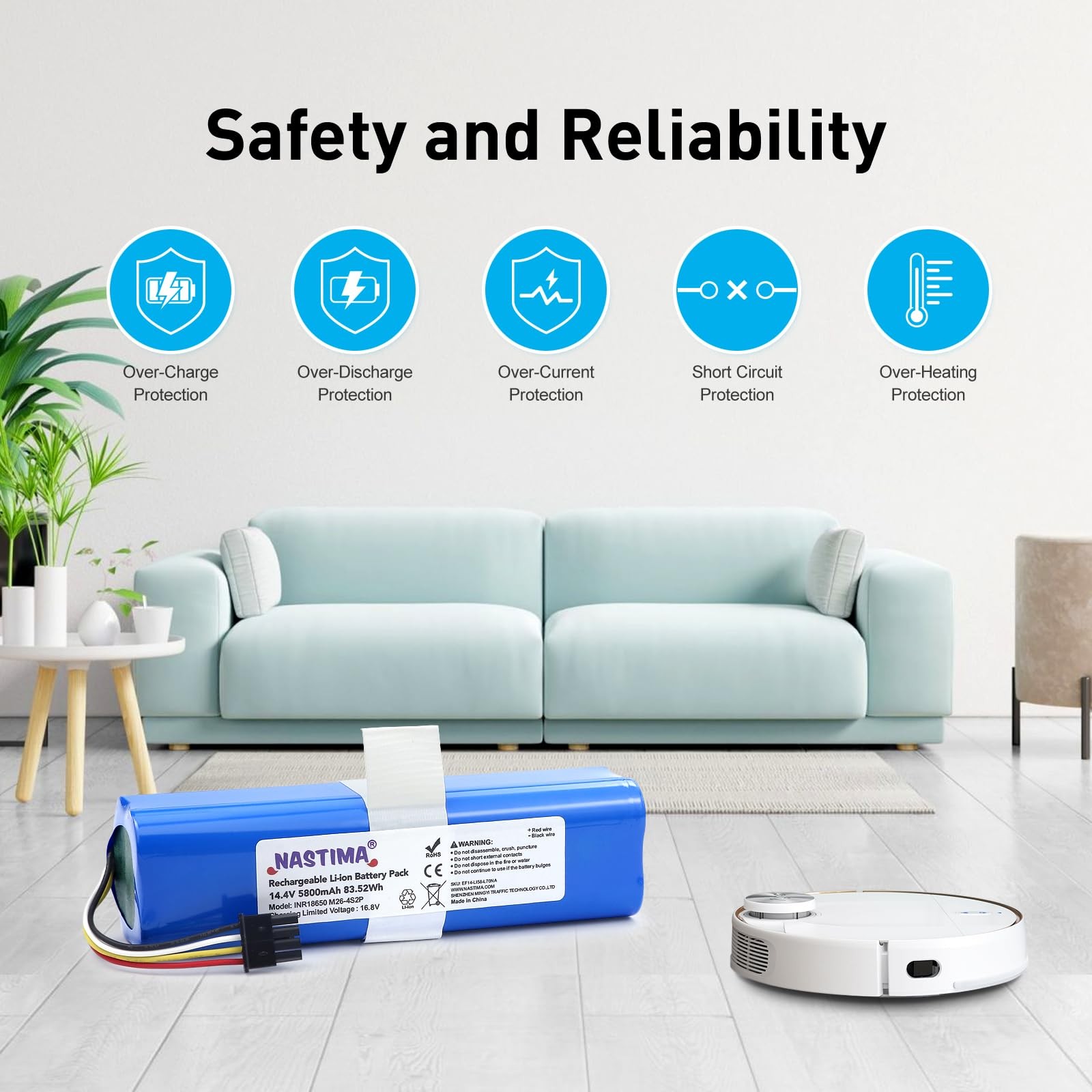 NASTIMA 14.4V 5800mAh Replacement Li-ion Battery for Eufy Robovac L70 Hybrid,…