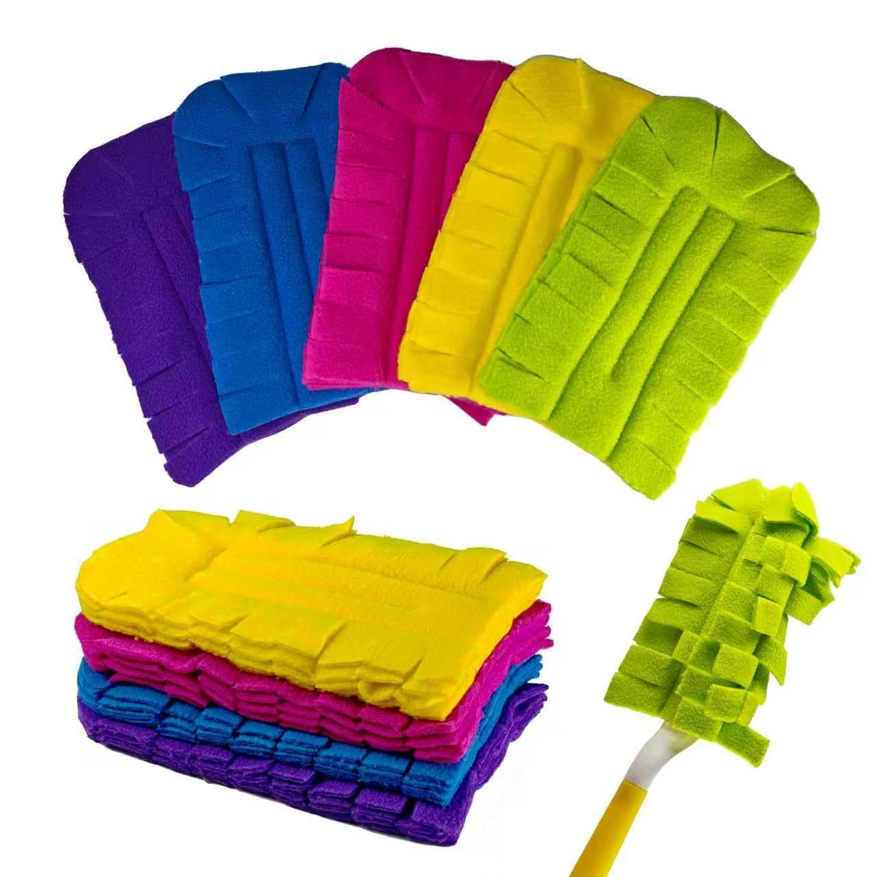 5 PCS Reusable Fleece Duster Refills, Washable Pads with Handle for Swiffer