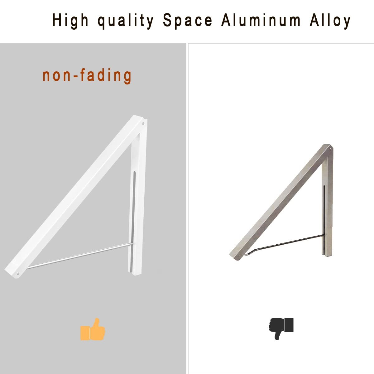 Folding Clothes Hanger Wall Mounted Retractable Rack Aluminum White Hanger