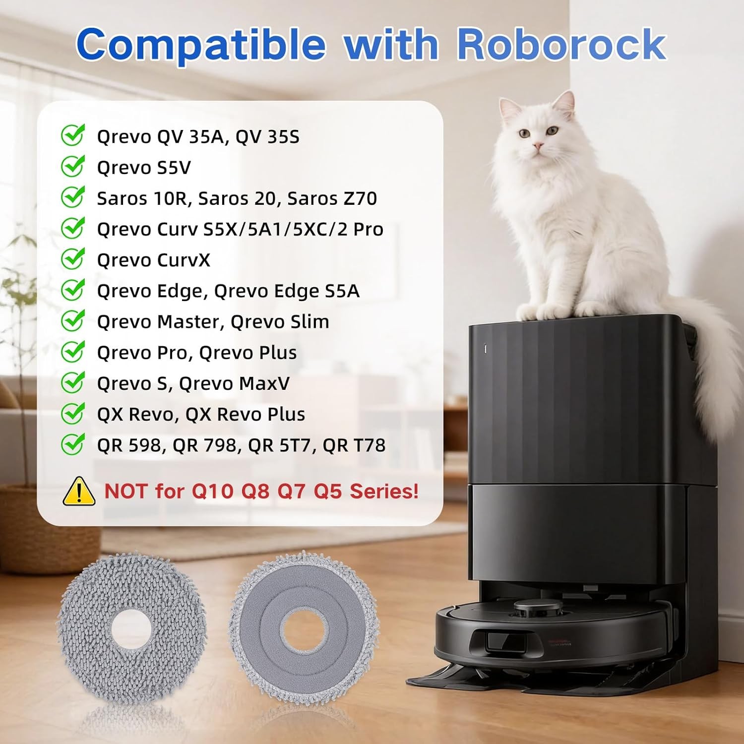 8 Pack Mop Cloths for Roborock Qrevo QV 35A 35S S5V Q Revo S Pro Master Plus