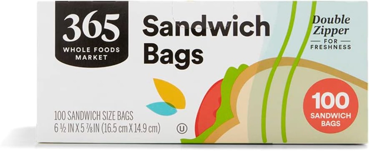 BPA Free Double Zipper Sandwich Storage Bags – 100 Count, Freshness Guaranteed