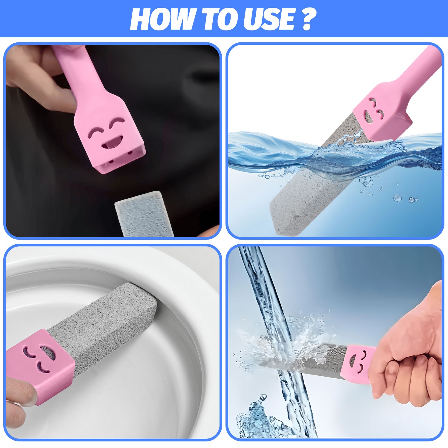 5Pcs Bathroom Pumice Stone Toilet Brush Kit Rust Limescale Remove Cleaning Tools
