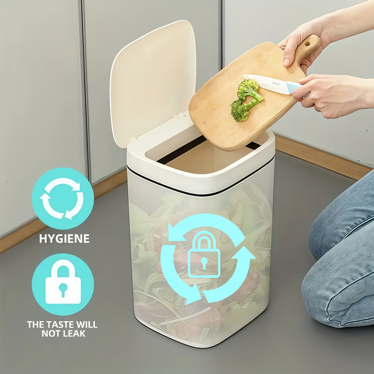 3.17Gallon Kitchen Trash Can Automatic Touch Free Garbage Can with Lid