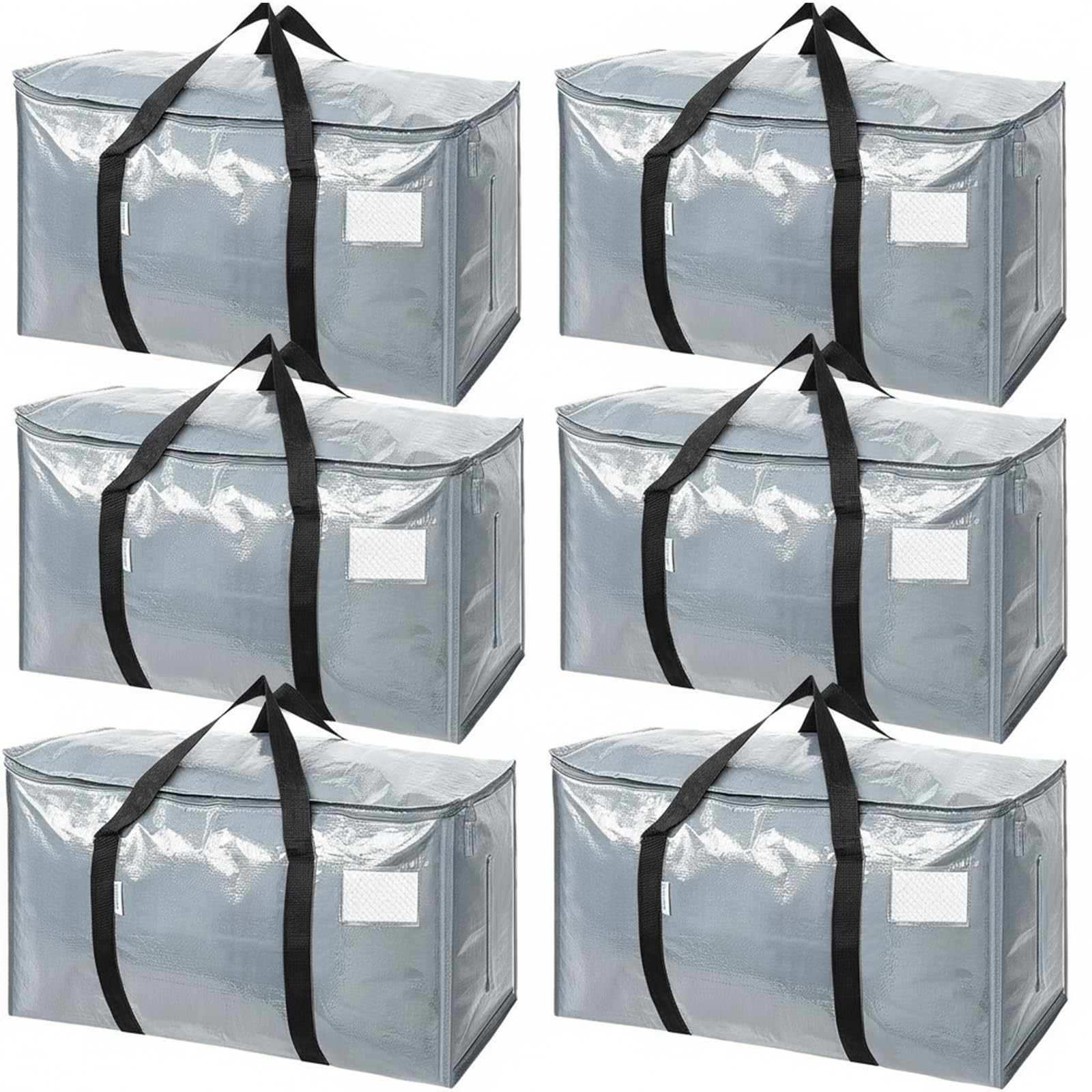Heavy Duty Moving Bags 6 Pack 23Gallon Extra Large Storage Totes Black 180 GSM