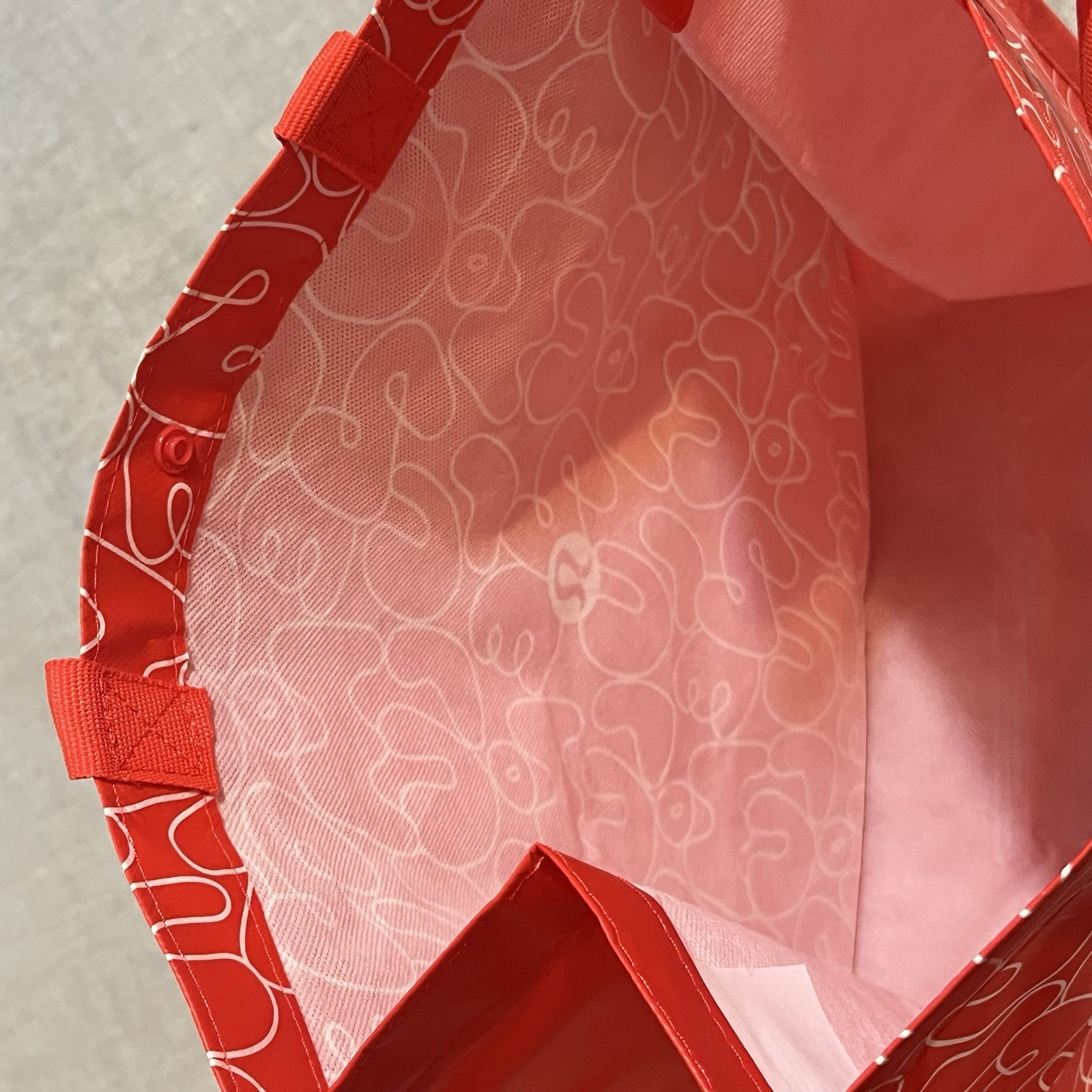 Lululemon Large Red & White Logo Reusable Shopping Bag All-Over Print