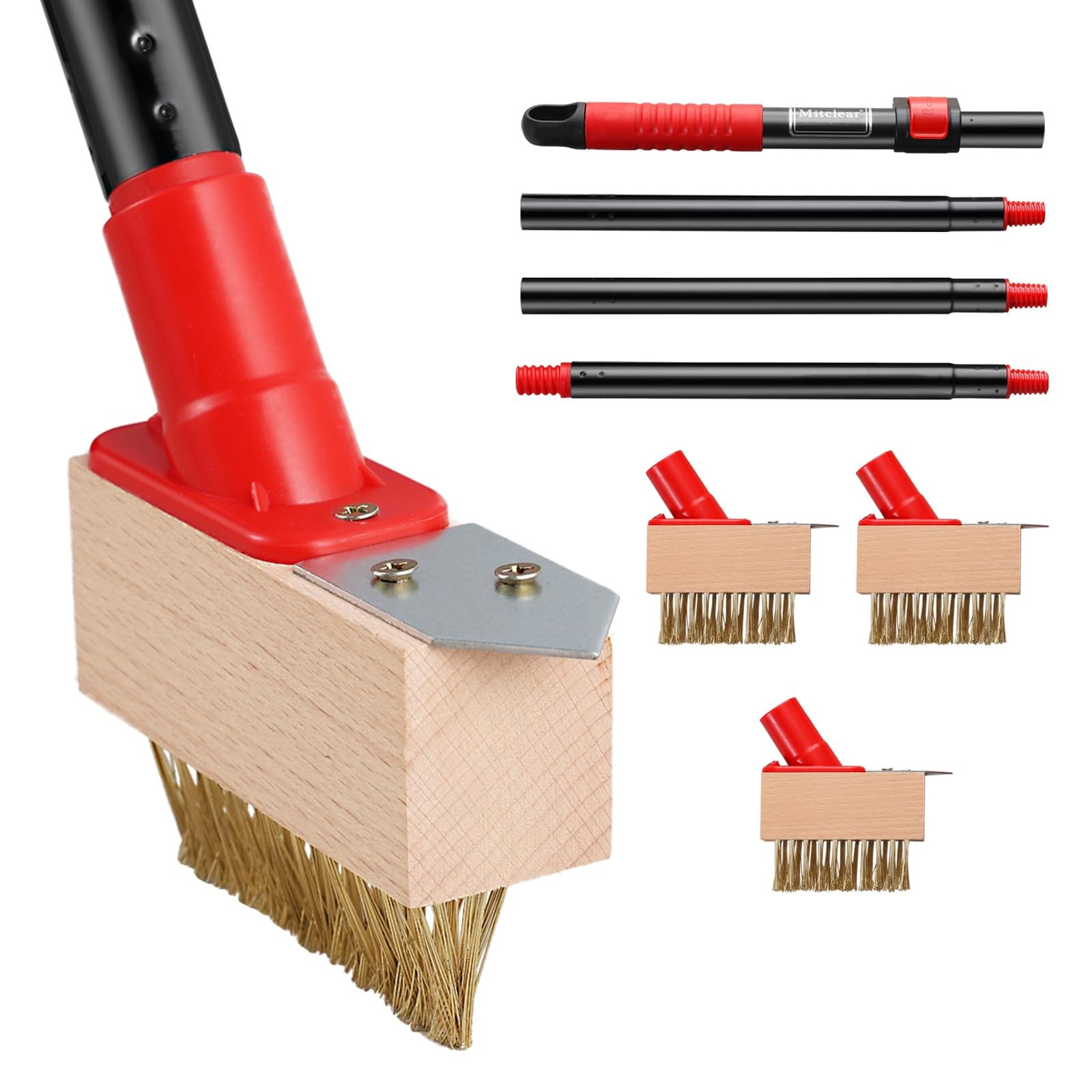 Moss Removal Brush with Long Handle, Deck Crack Cleaner & Weed Remover Tool