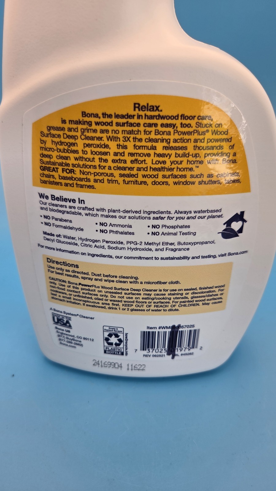 PowerPlus Bona Wood Surface Deep Cleaner 22 oz Liquid Residue Free Cuts Grease