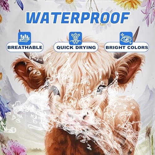 Laundry Basket Oxford Cloth Animal Flowers Laundry Hamper | With Highland Cow