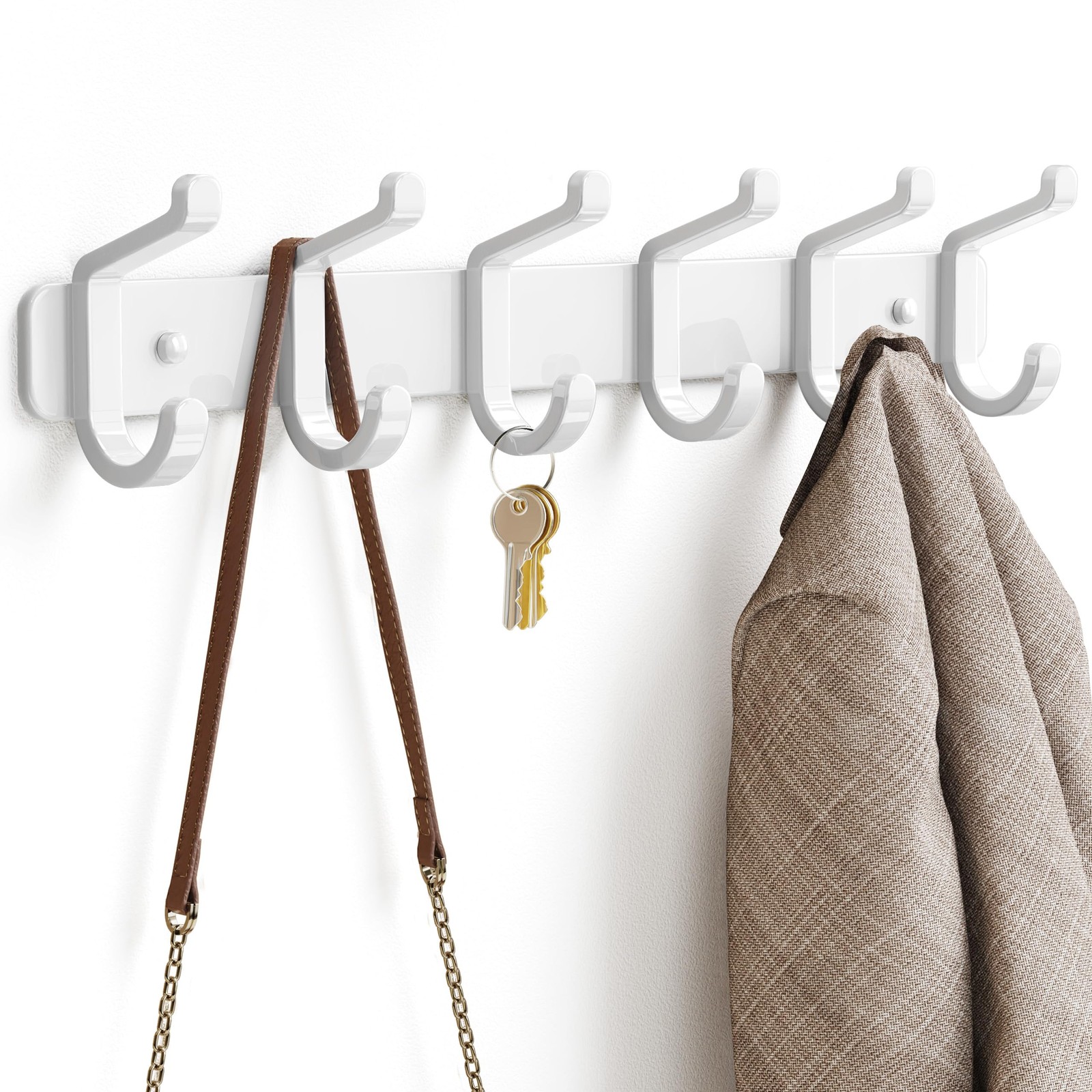 Coat Rack Wall Mounted Heavy-Duty: Metal Coat Hanger 6 Hooks for Hanging Hat,…