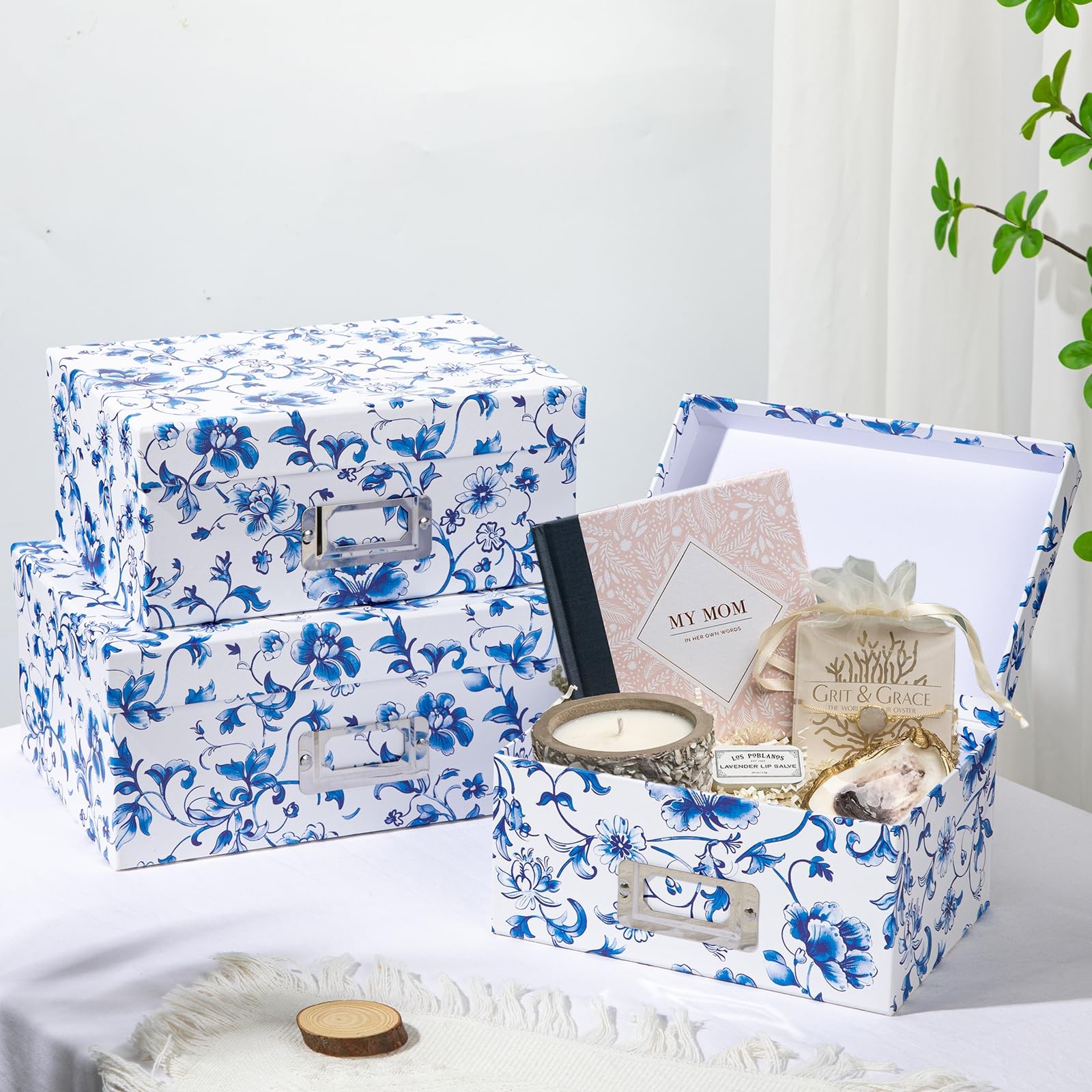 Briful Blue and White Porcelain Storage Boxes with Lids, Set of 4 – Chinoiserie