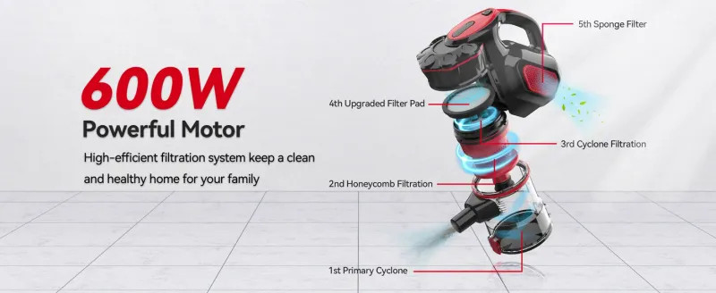 INSE I5 Corded Vacuum Cleaner 600W 18000Pa Powerful 2-in-1 HEPA Filters Handheld