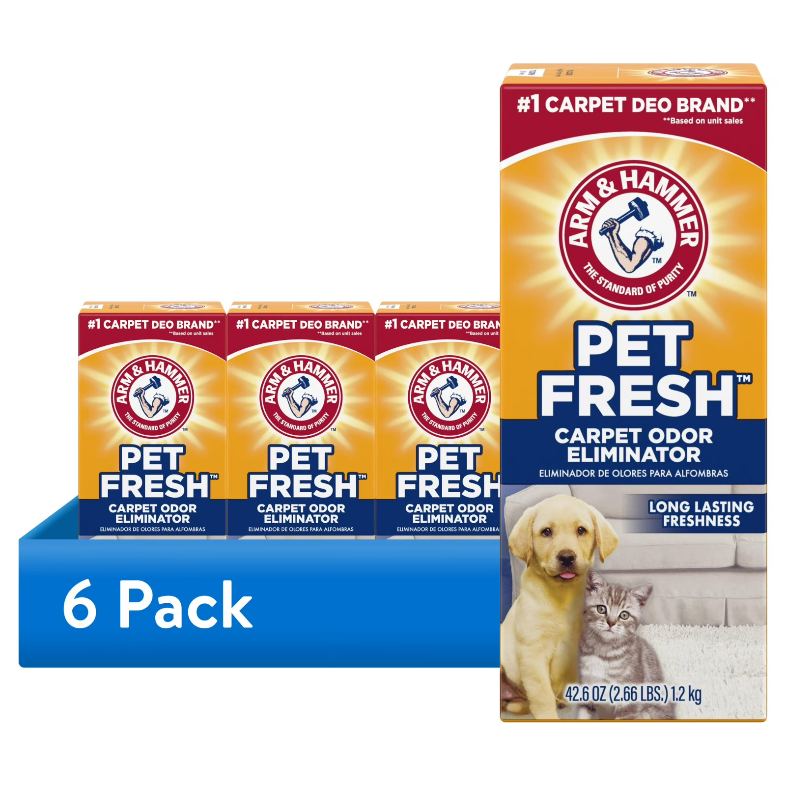(6 pack) ARM & HAMMER Pet Fresh Carpet Odor Eliminator Fresh Scent, 42.6 oz