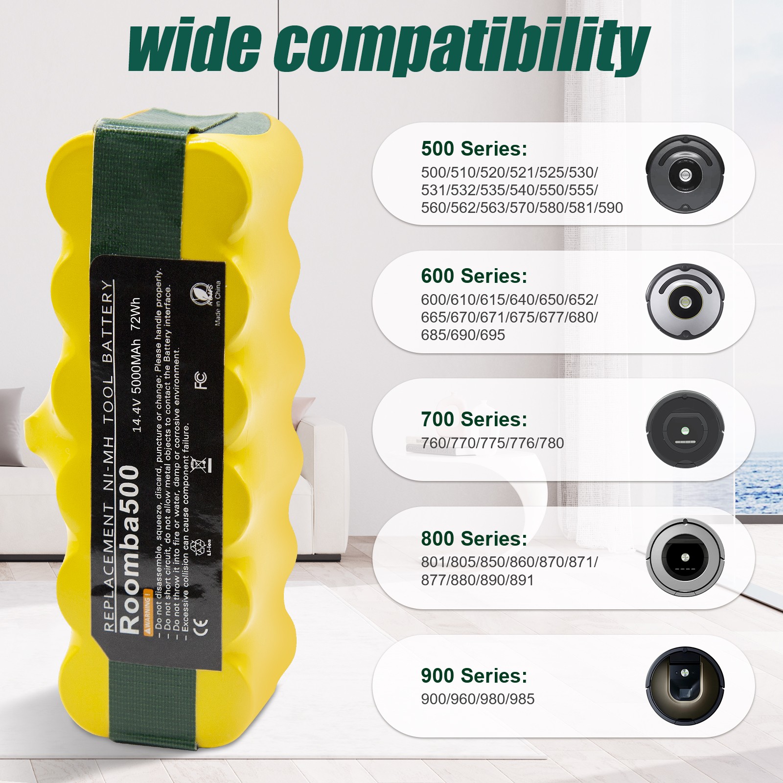 1X 2X 5Ah For Roomba 595 650 655 Battery R3 500 600 700 800 900 550 770 780 790