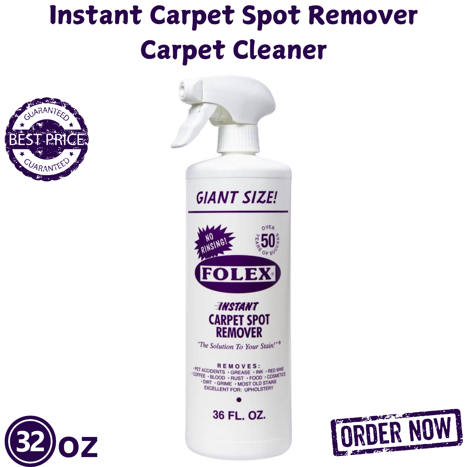Folex 36oz Carpet Spot Remover Instant Cleaner No Rinse Pet Stain Upholstery