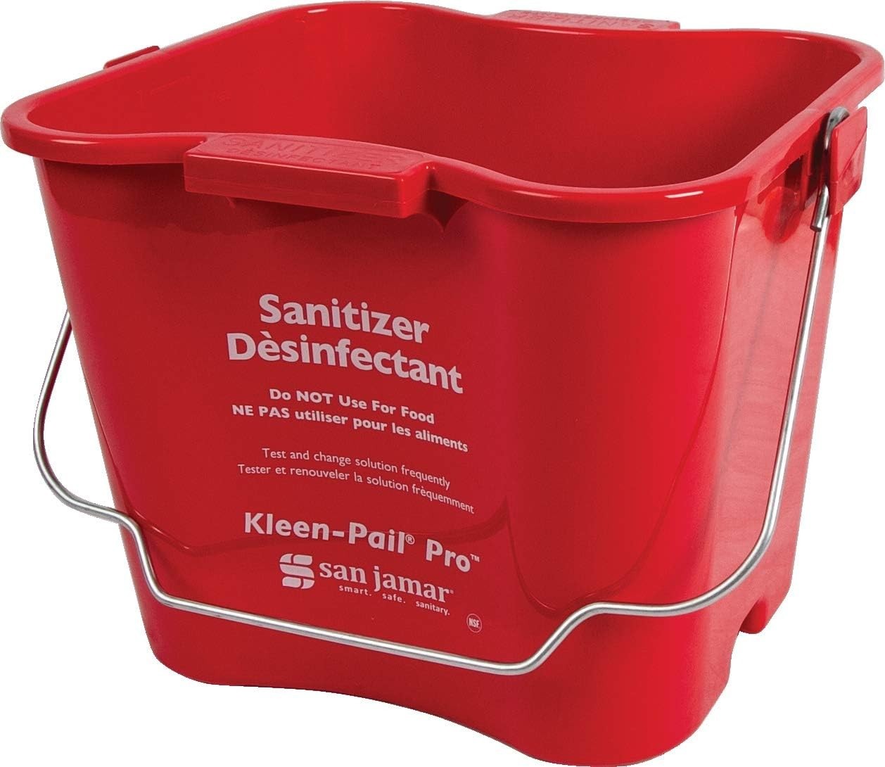 Sanitizer Pail Cleaning Bucket 6 Quarts Red with Bail Handle Commercial Use