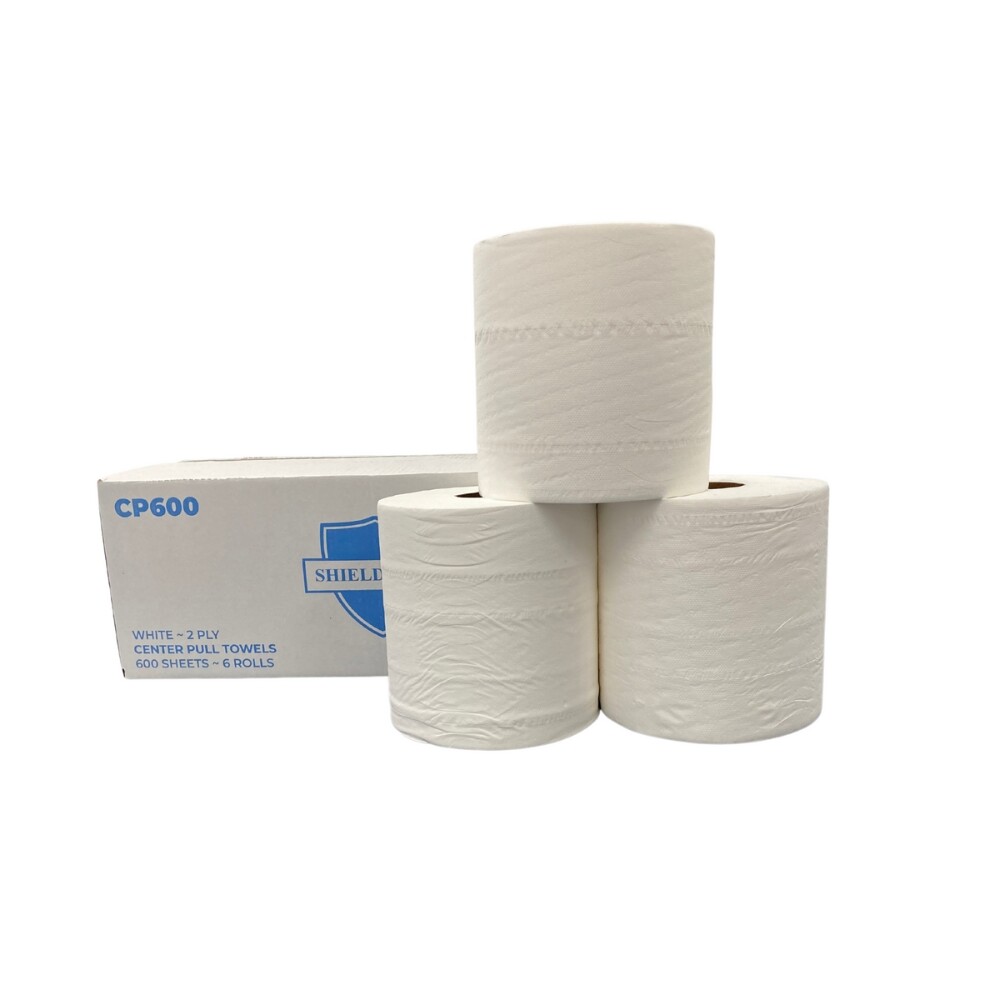 7.87″ x 9.84″ Center-Pull Towels 2 Ply White Premium Paper 600 Sheets – 1 Case