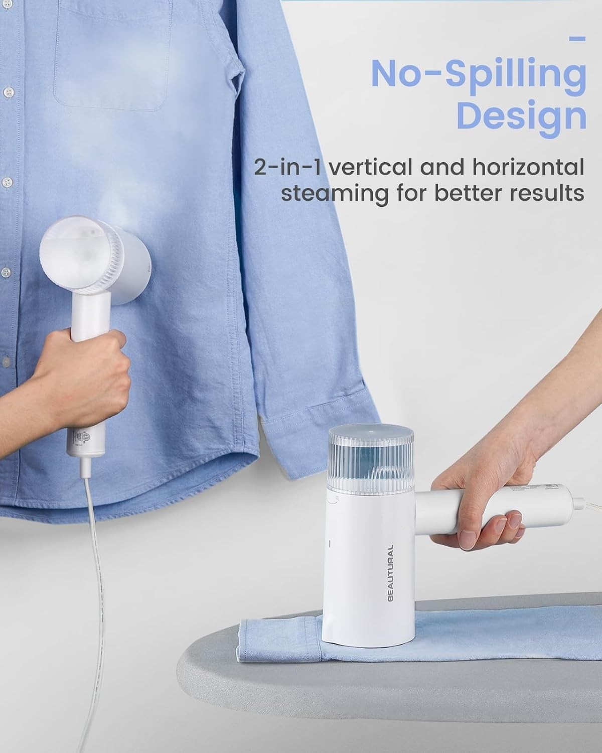 Portable 1000W Handheld Fabric Steamer – 30-Sec Heat-Up & Anti-Spill Design