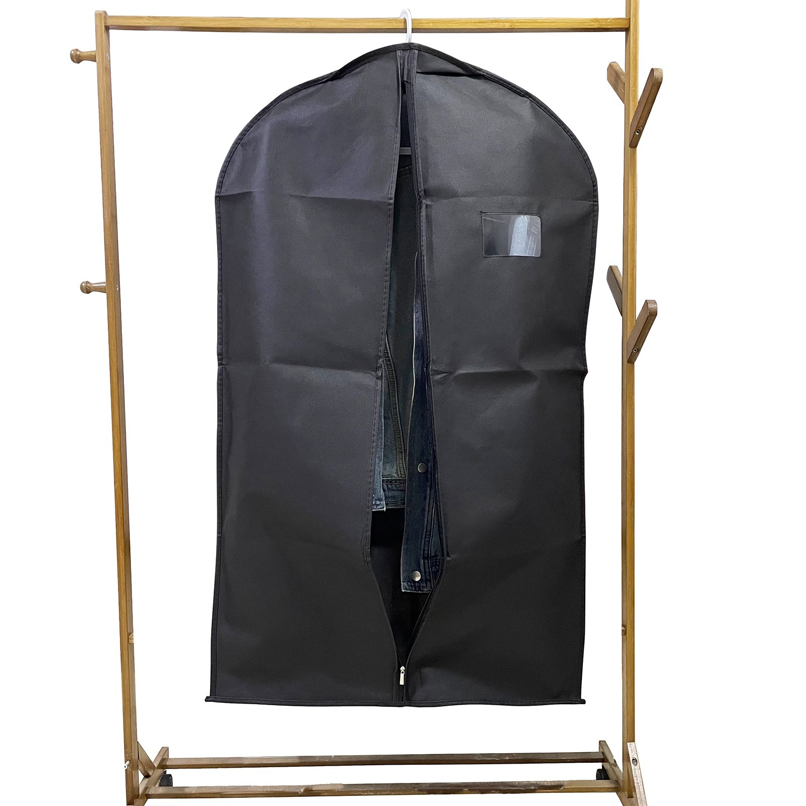 1 PCS Clothes Garment Dustproof Cover Suit Coat Dress Hanging Storage Bag Black