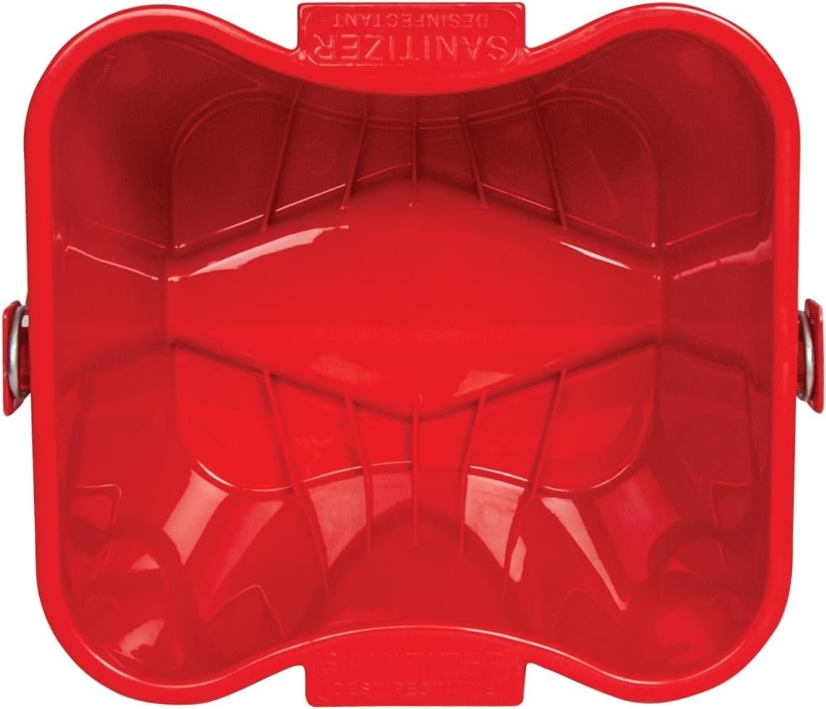 Sanitizer Pail Cleaning Bucket 6 Quarts Red with Bail Handle Commercial Use