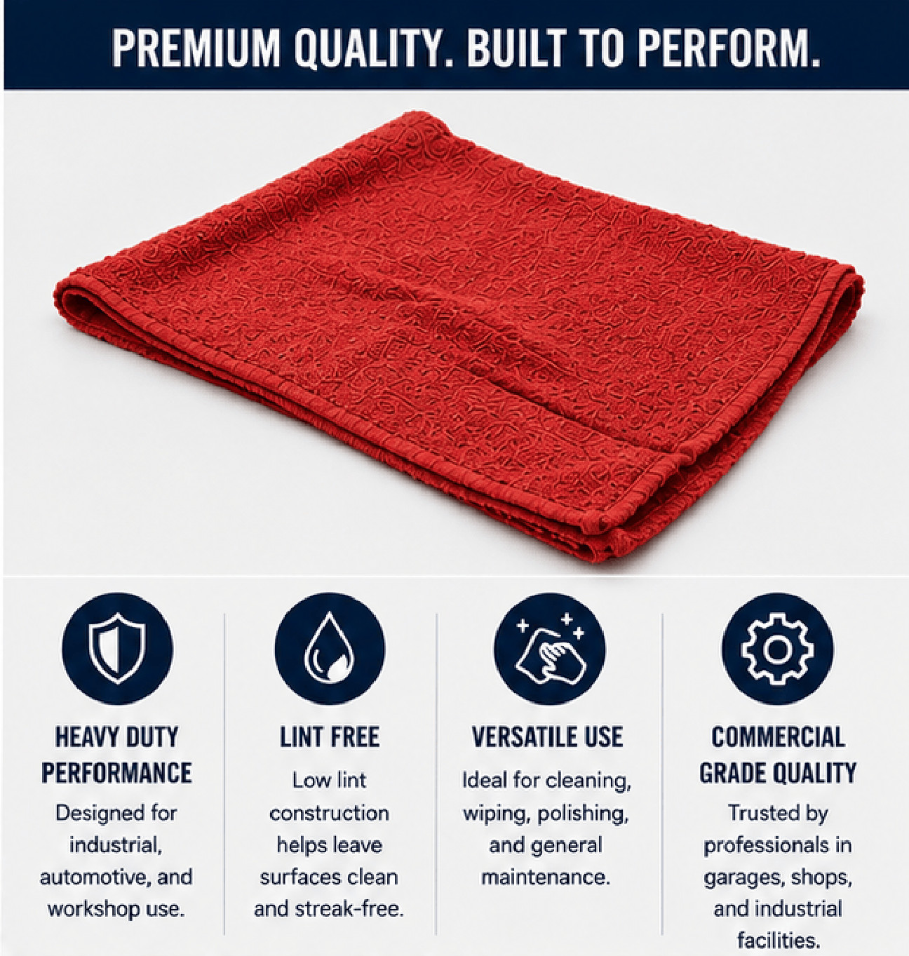 18×18 Red Shop Towel Heavyweight Commercial Mechanic Garage Cleaning Rag