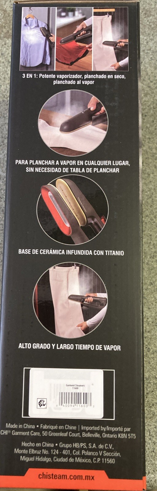 CHI SteamPress 11600 3-in-1 Handheld Garment Steamer 1500 W New
