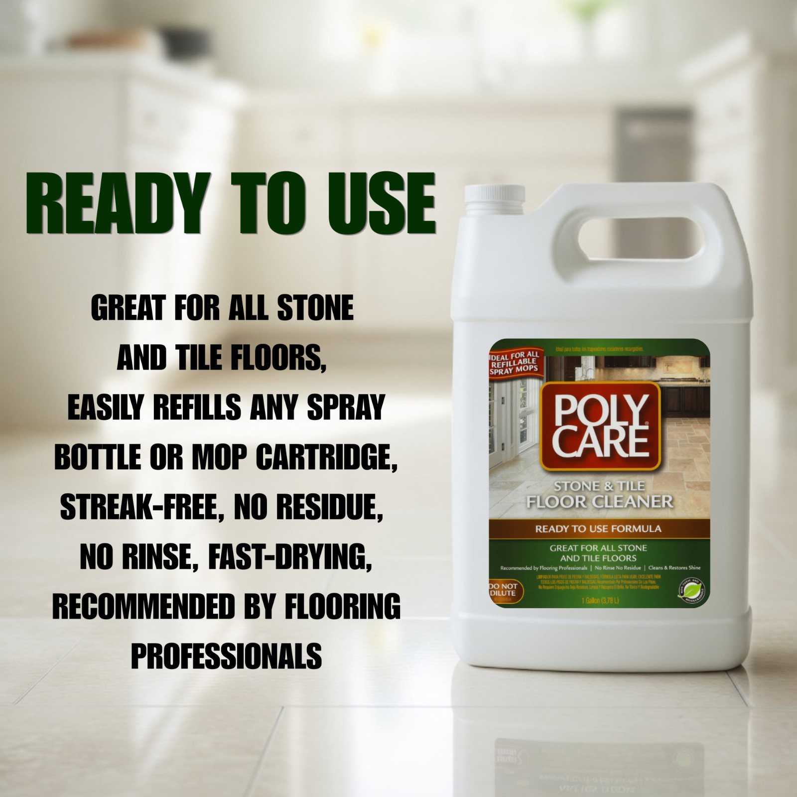PolyCare Stone & Tile Floor Cleaner 1 Gallon (3,78 L) Ready to Use – No Rinse
