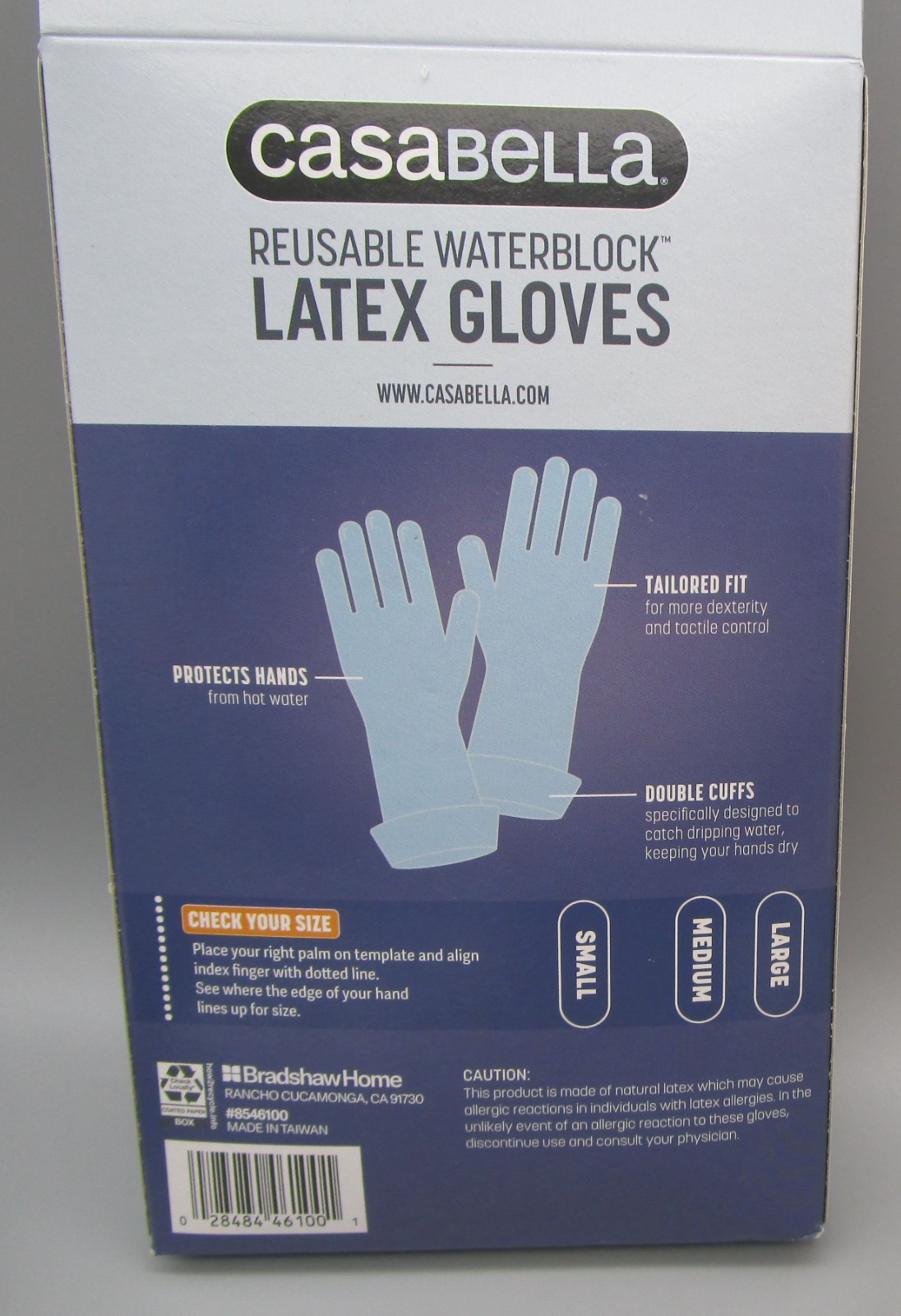 CASABELLA~Small~Blue Double Cuff Waterblock Reusable Latex Gloves