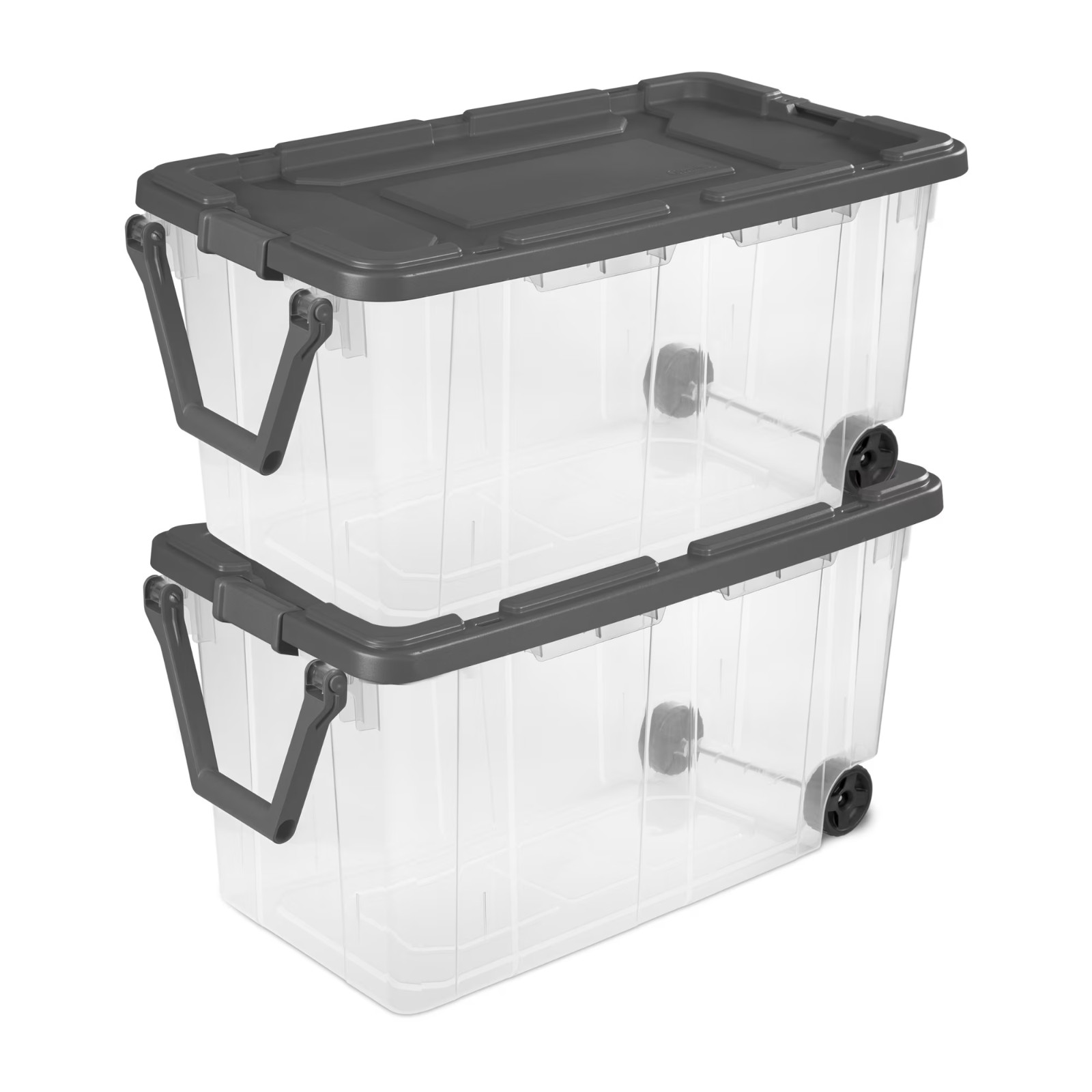2Pack Sterilite 160 Quart Extra-Large Wheeled Storage Bin Clear Storage Contain