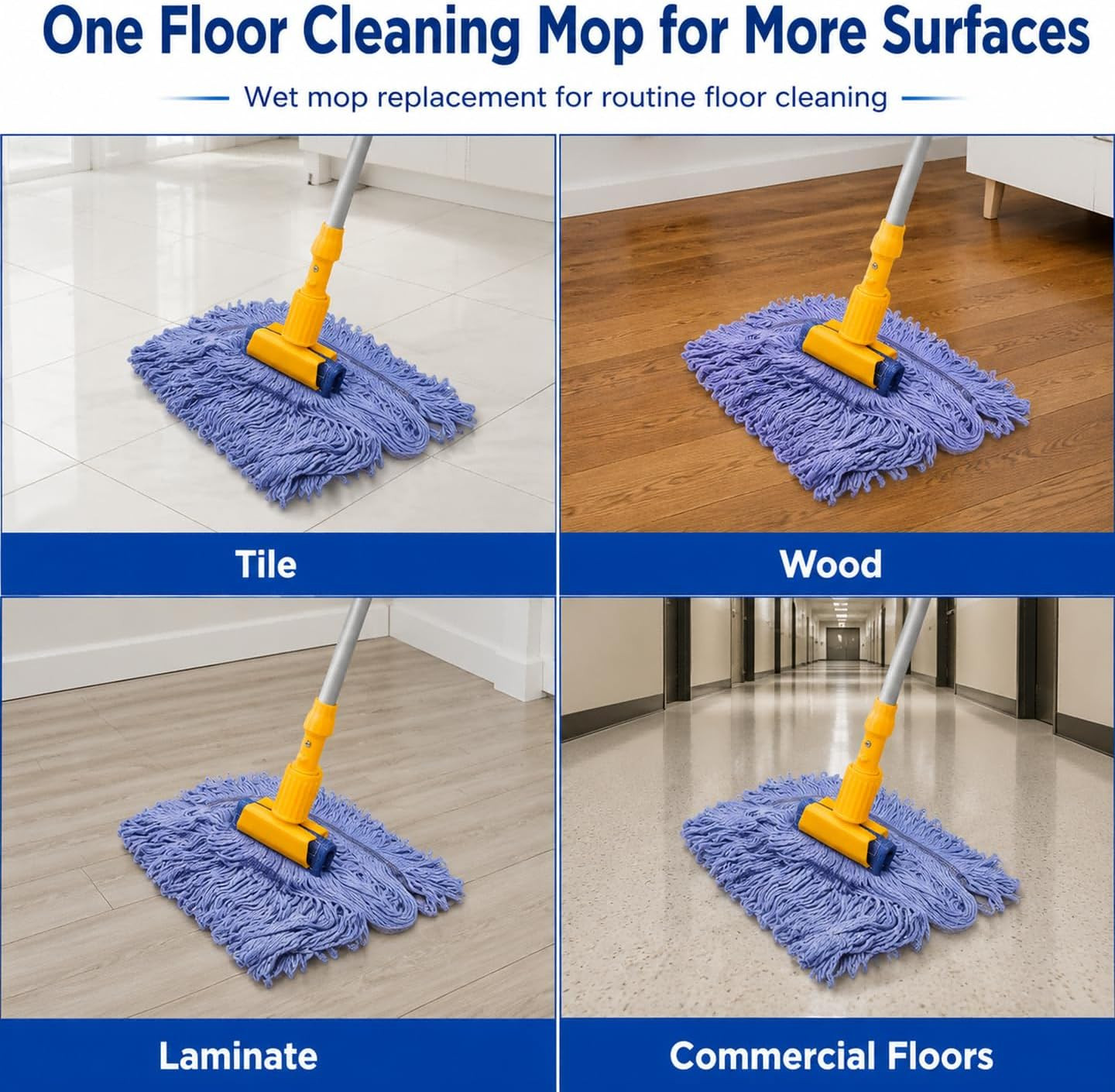 2 Pack Mop Head Replacement, Cleaning Heavy Duty Mop Head Commercial Replacement