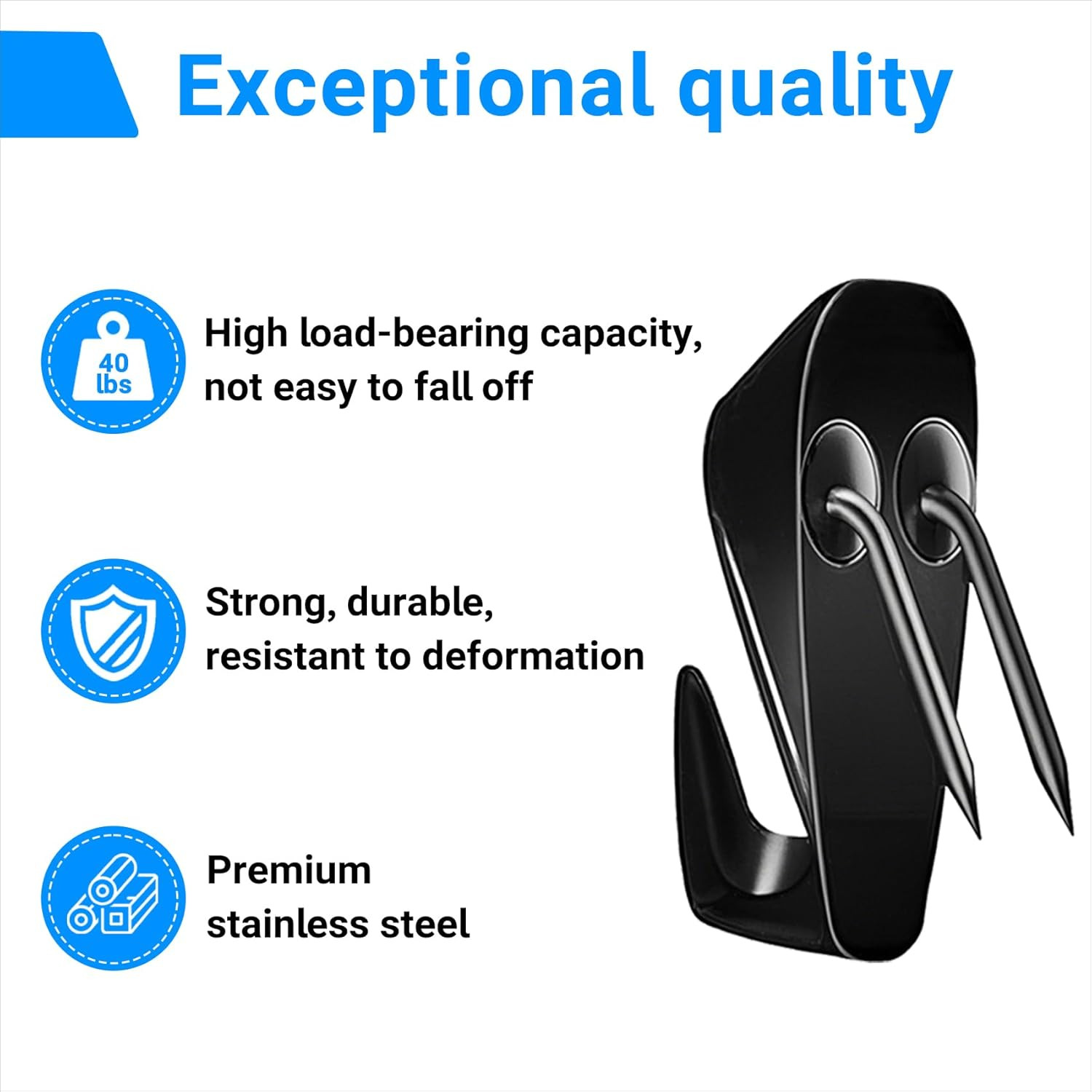 10-Pack Cubicle Hooks for Fabric Panels – Supports Up to 40 lbs (Black)