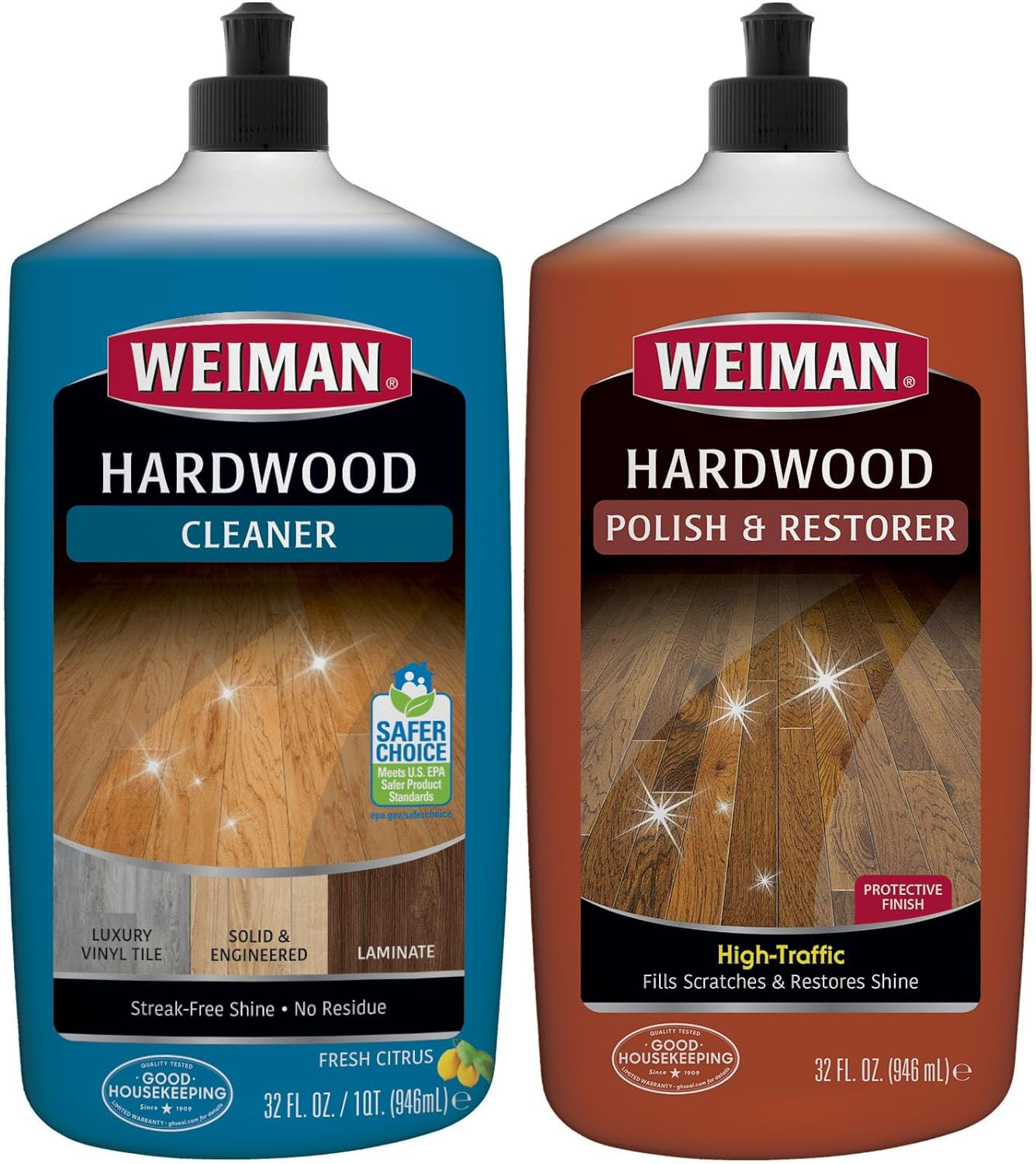 Hardwood Floor Cleaner and Polish Restorer Combo – 2 Pack – High-Traffic Hardwoo