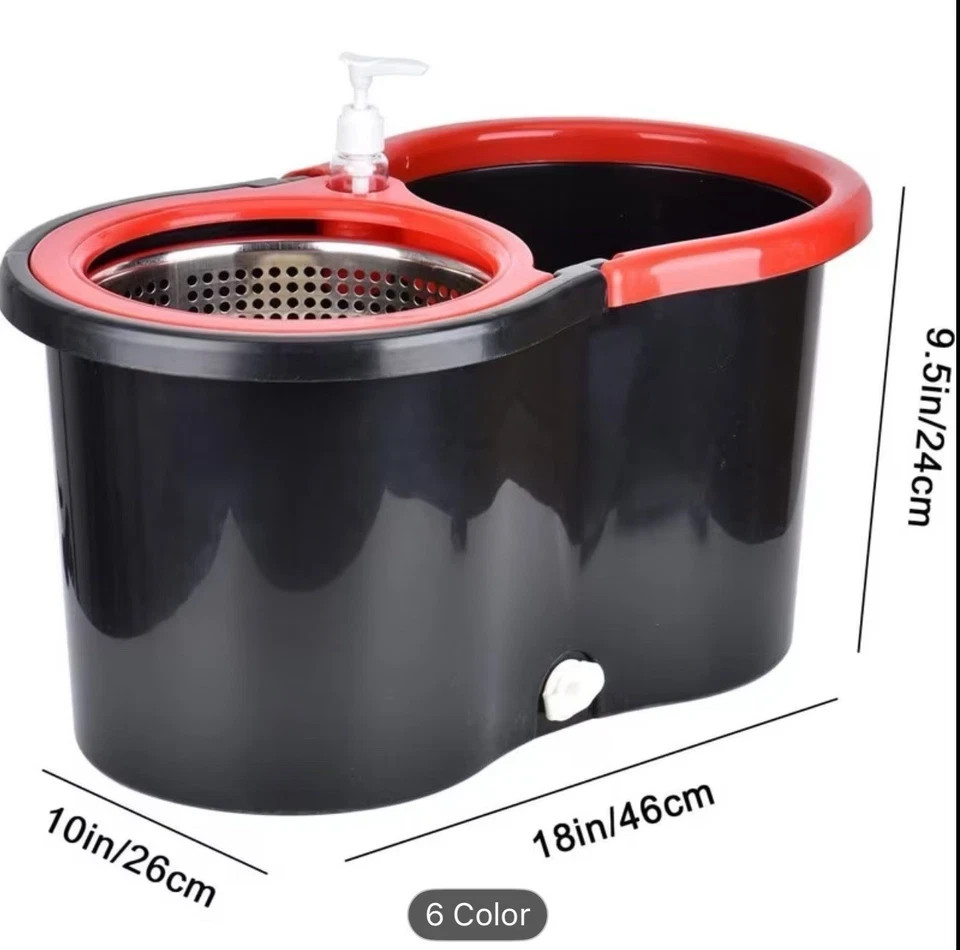 Spin Mop and Bucket with Wringer Set 360°stainless steel, Spinning Mop 4 Refills