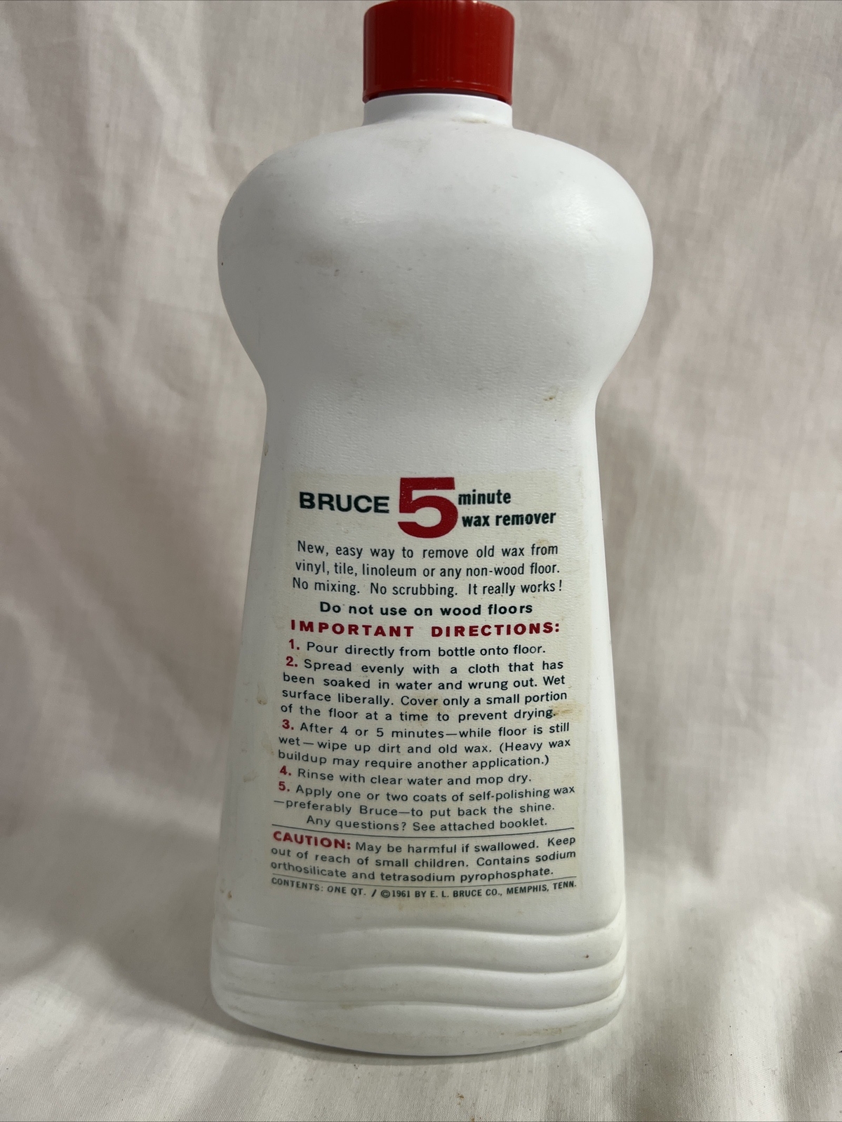 Vtg 60s BRUCE 5 Minute Wax Remover 50%Full BOTTLE Remove Old Floor Wax NoBarcode